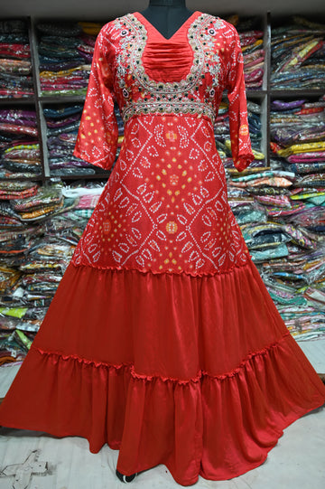 Beautiful Designer Soft Silk Bandhej Suite