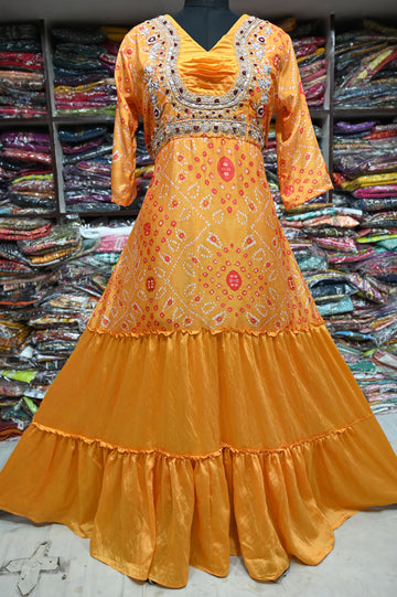 Beautiful Designer Soft Silk Bandhej Suite