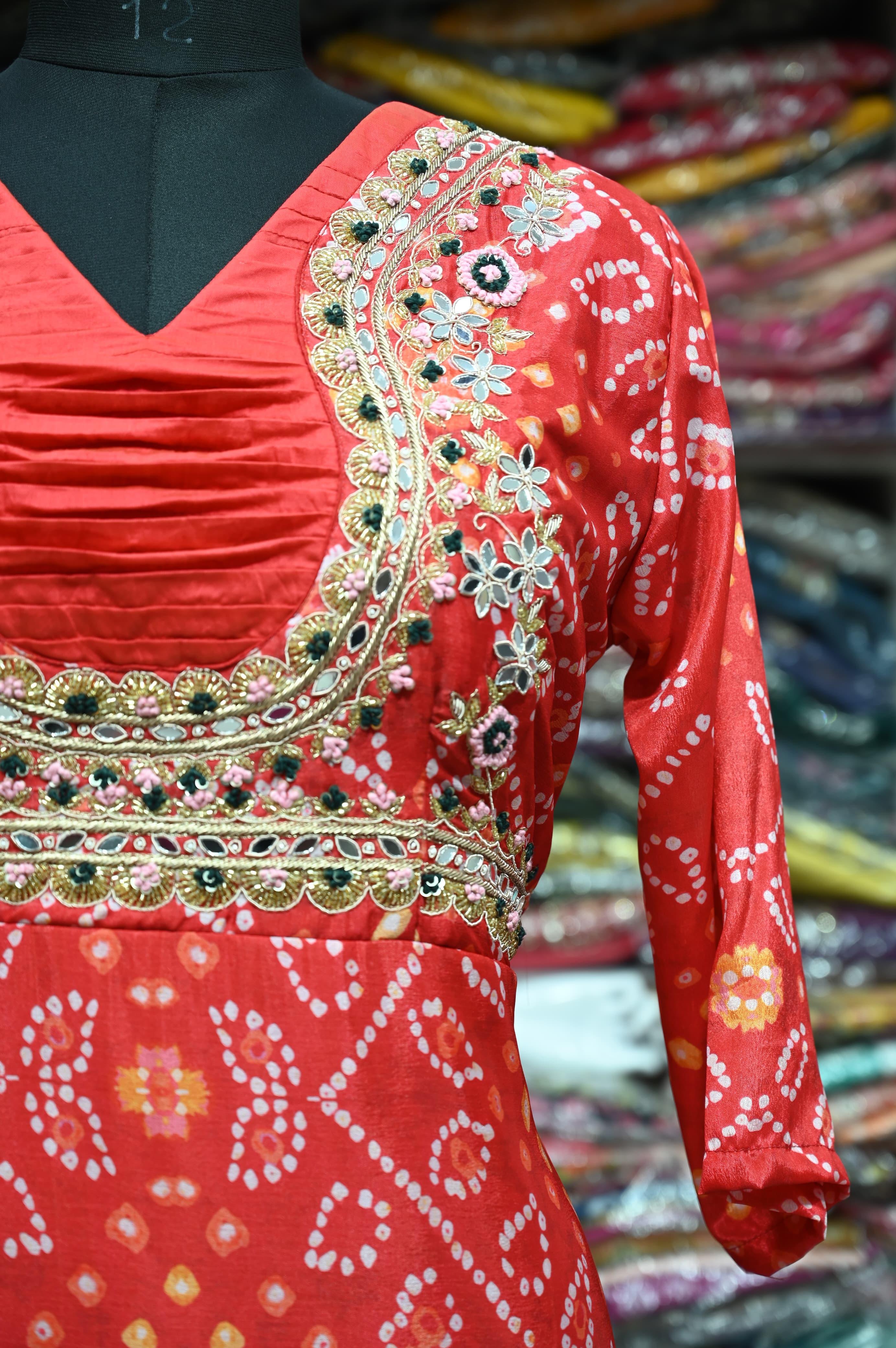 Beautiful Designer Soft Silk Bandhej Suite
