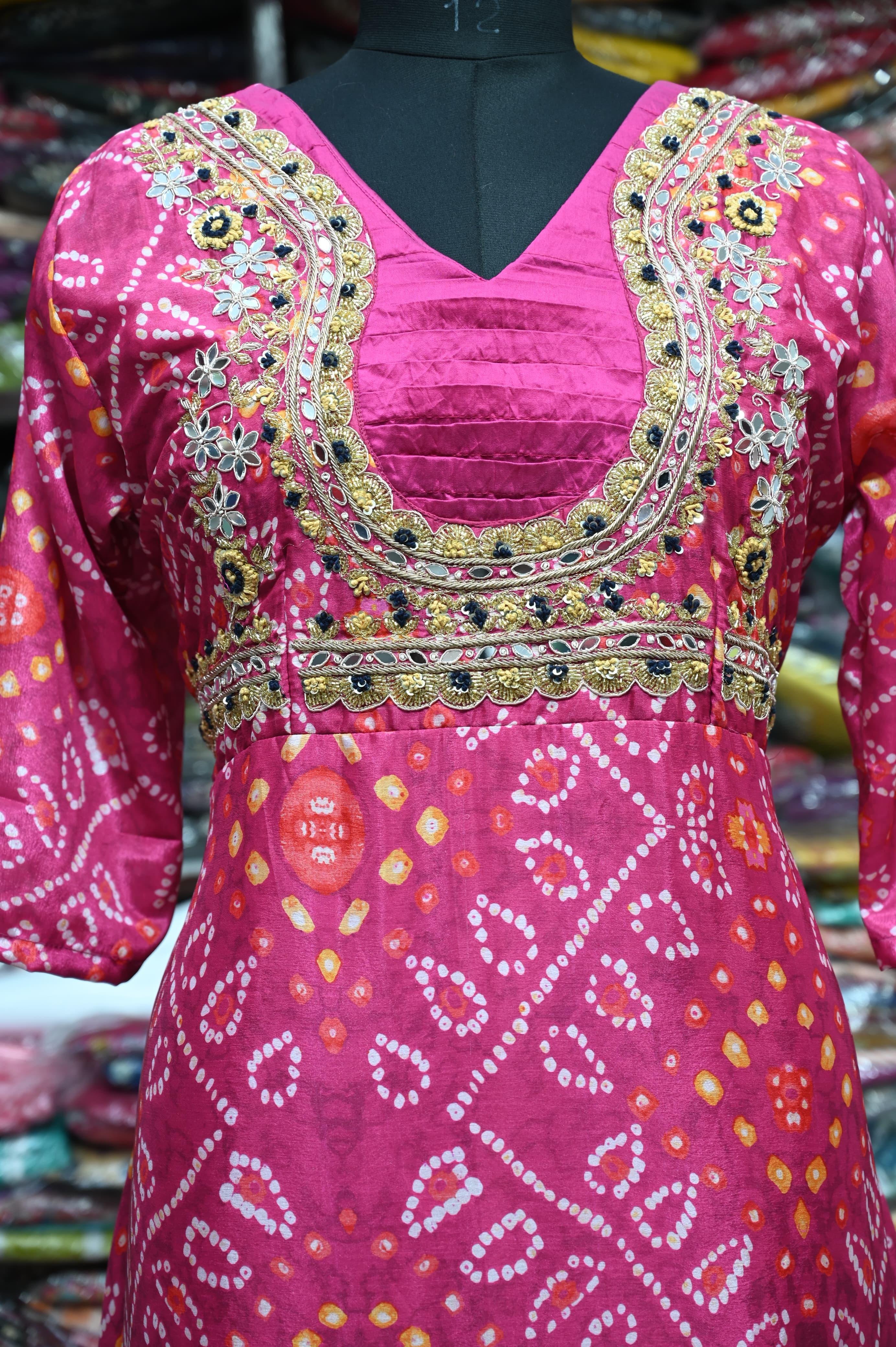 Beautiful Designer Soft Silk Bandhej Suite