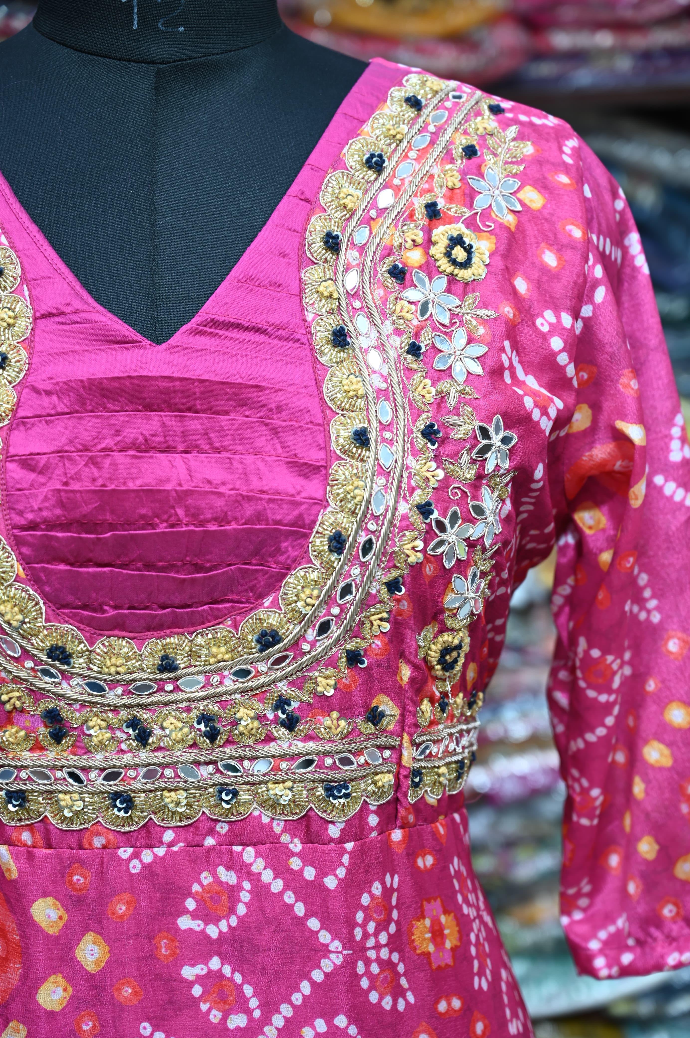 Beautiful Designer Soft Silk Bandhej Suite