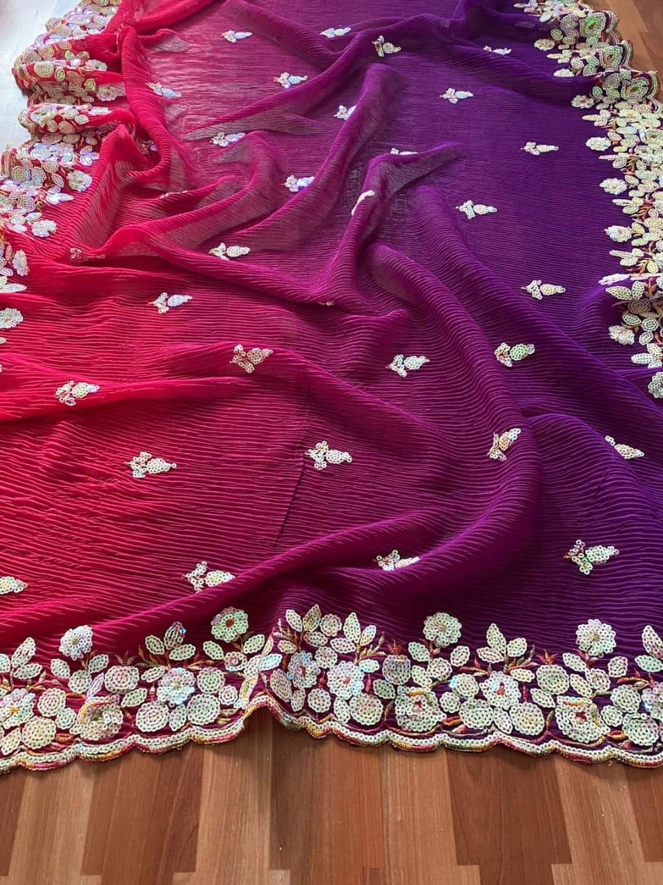 Beautiful Designer Pure Faux Georgette Saree