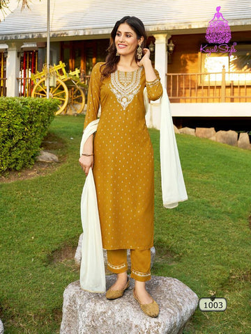 Rangrez Vol 1 By Kajal Style Rayone Kurti Bottom With Dupatta