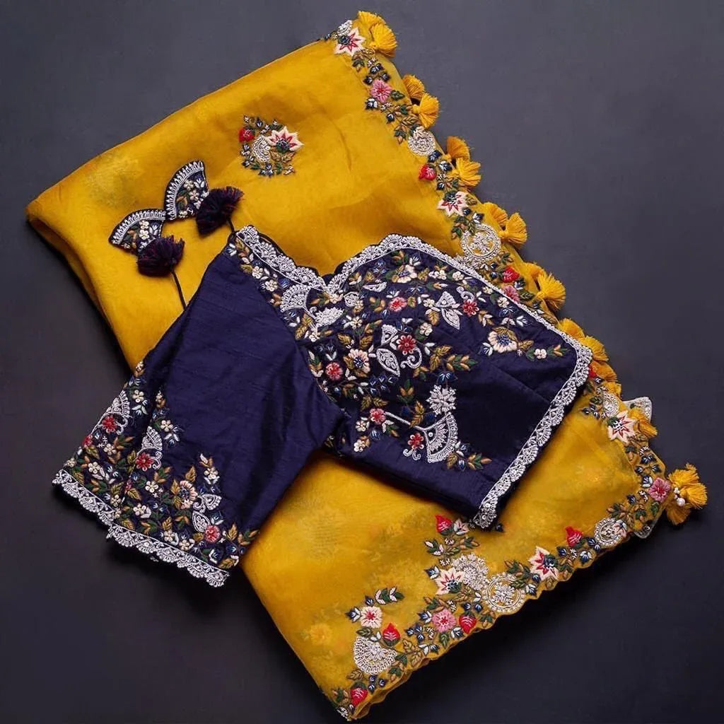 Beautiful Designer Soft Tissu Organza Silk Saree
