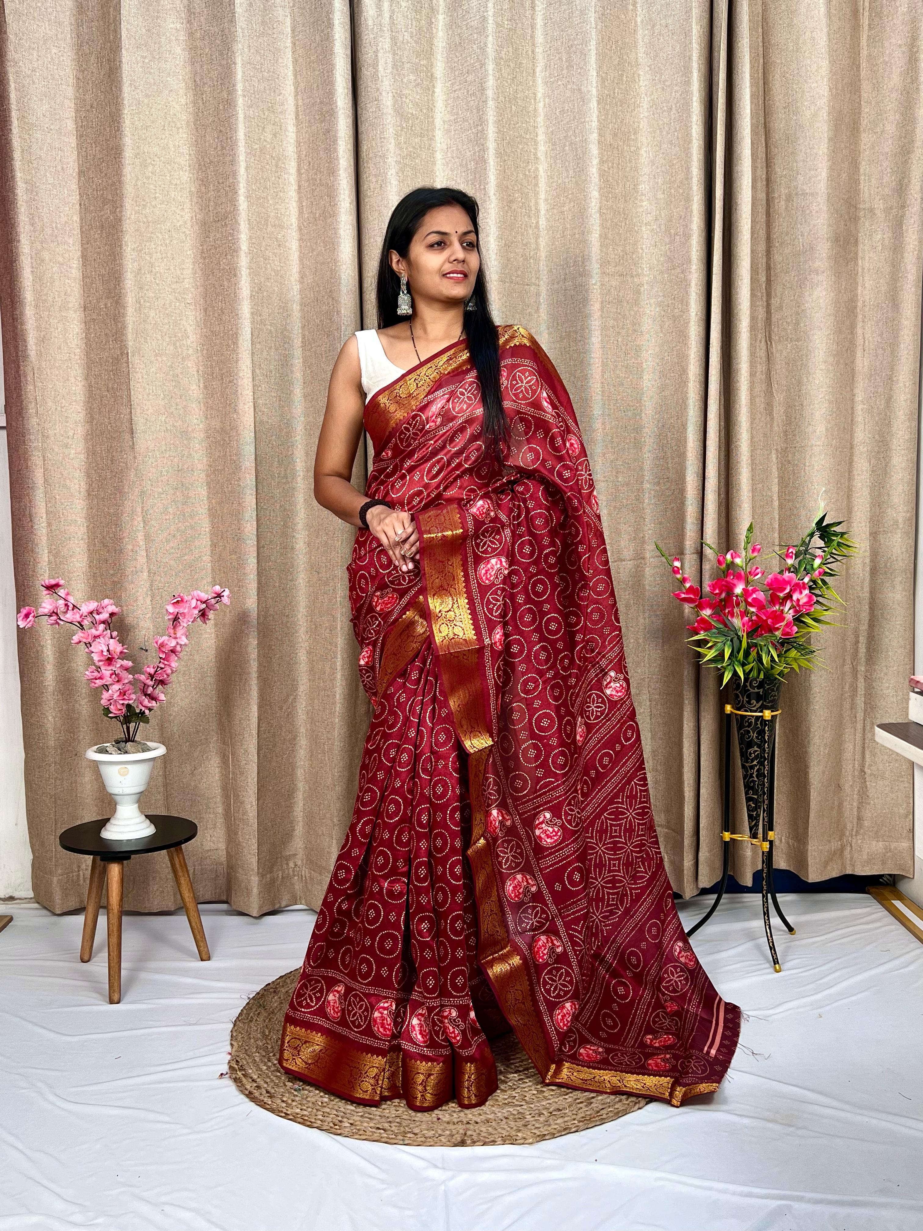 Beautiful Designer Soft Tushar Silk Slub Saree