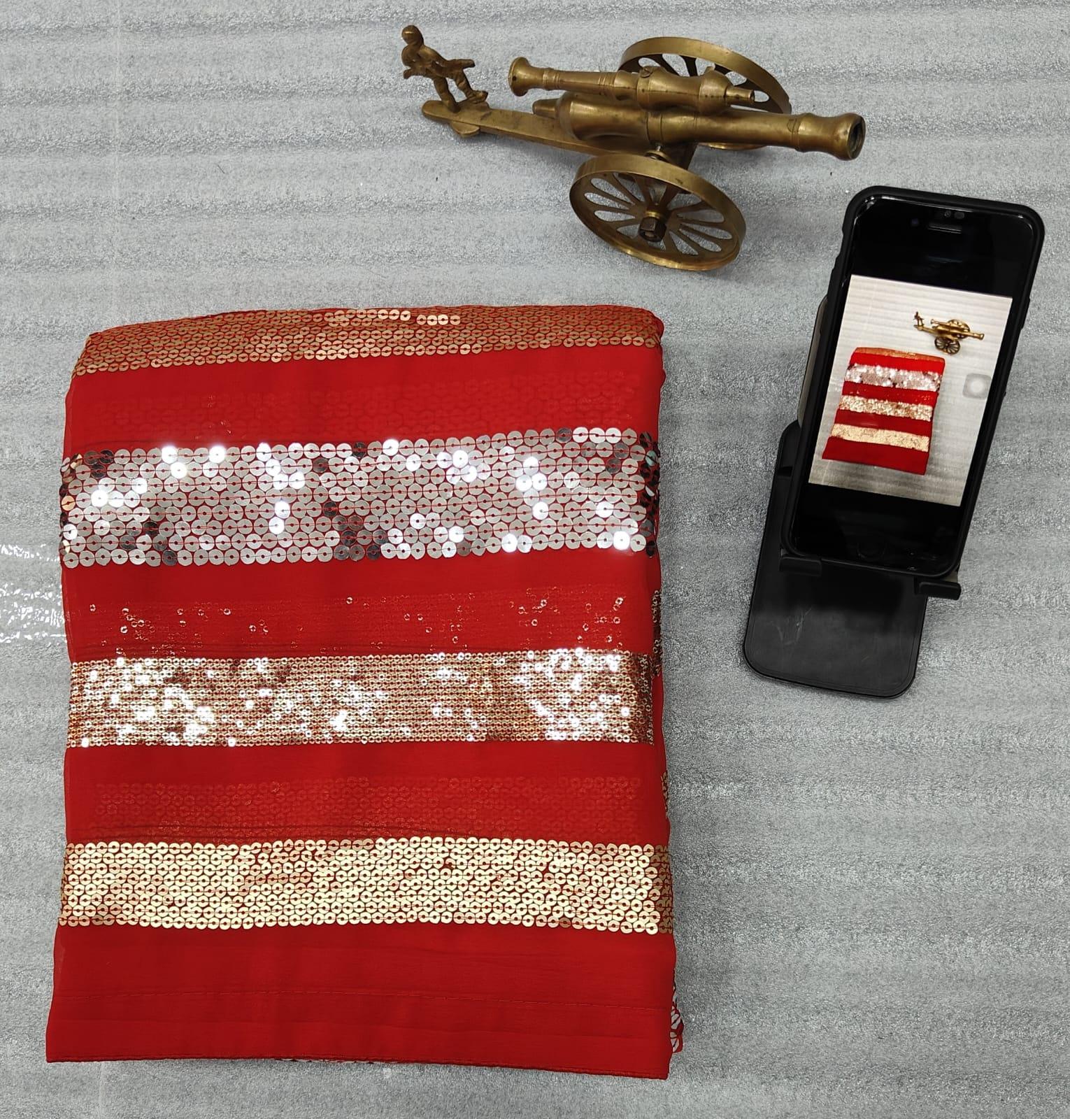 Beautiful Designer Heavy Georgette Sequence Saree