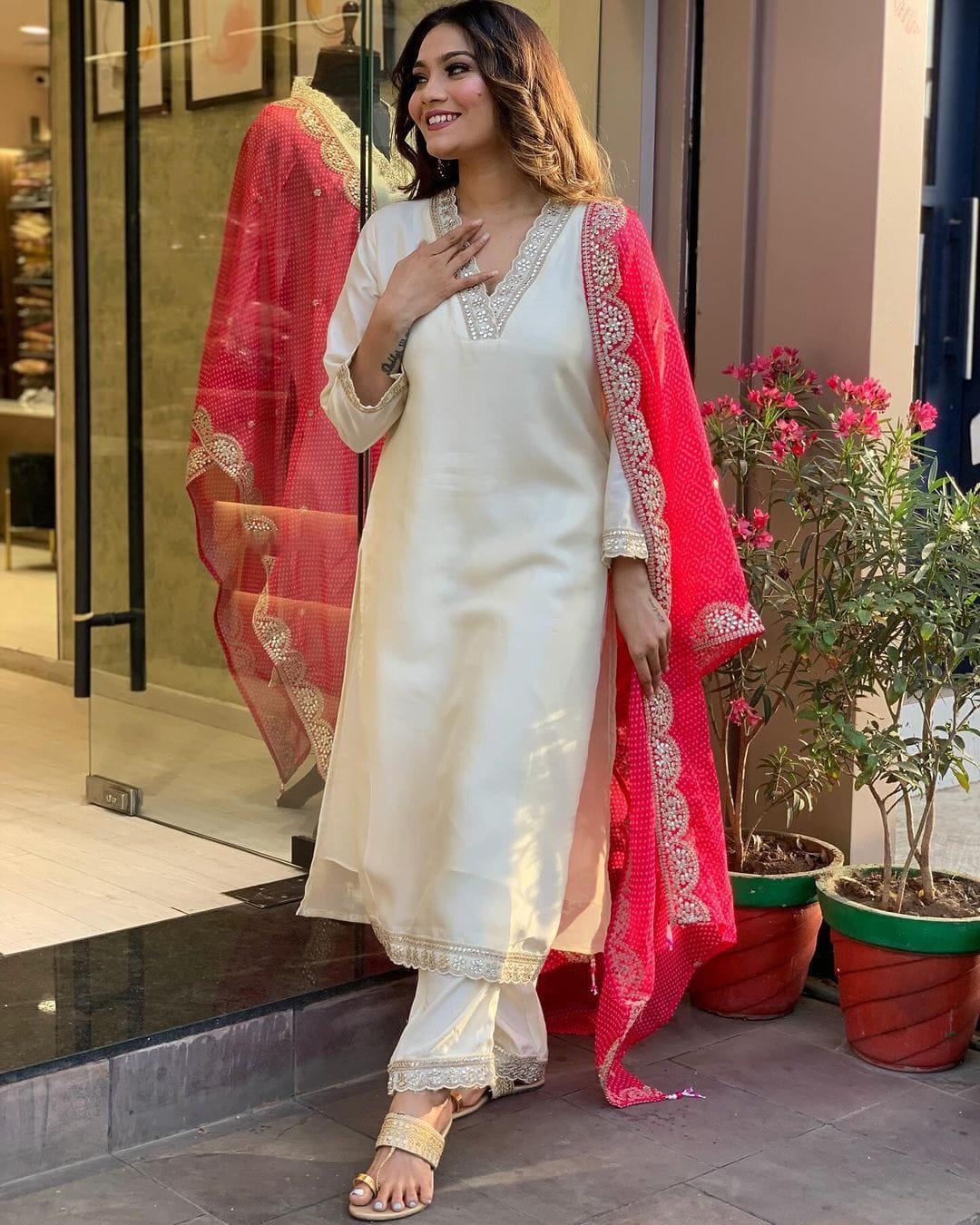 Beautiful Designer Purple Banana Cotton Silk Salwar Suit