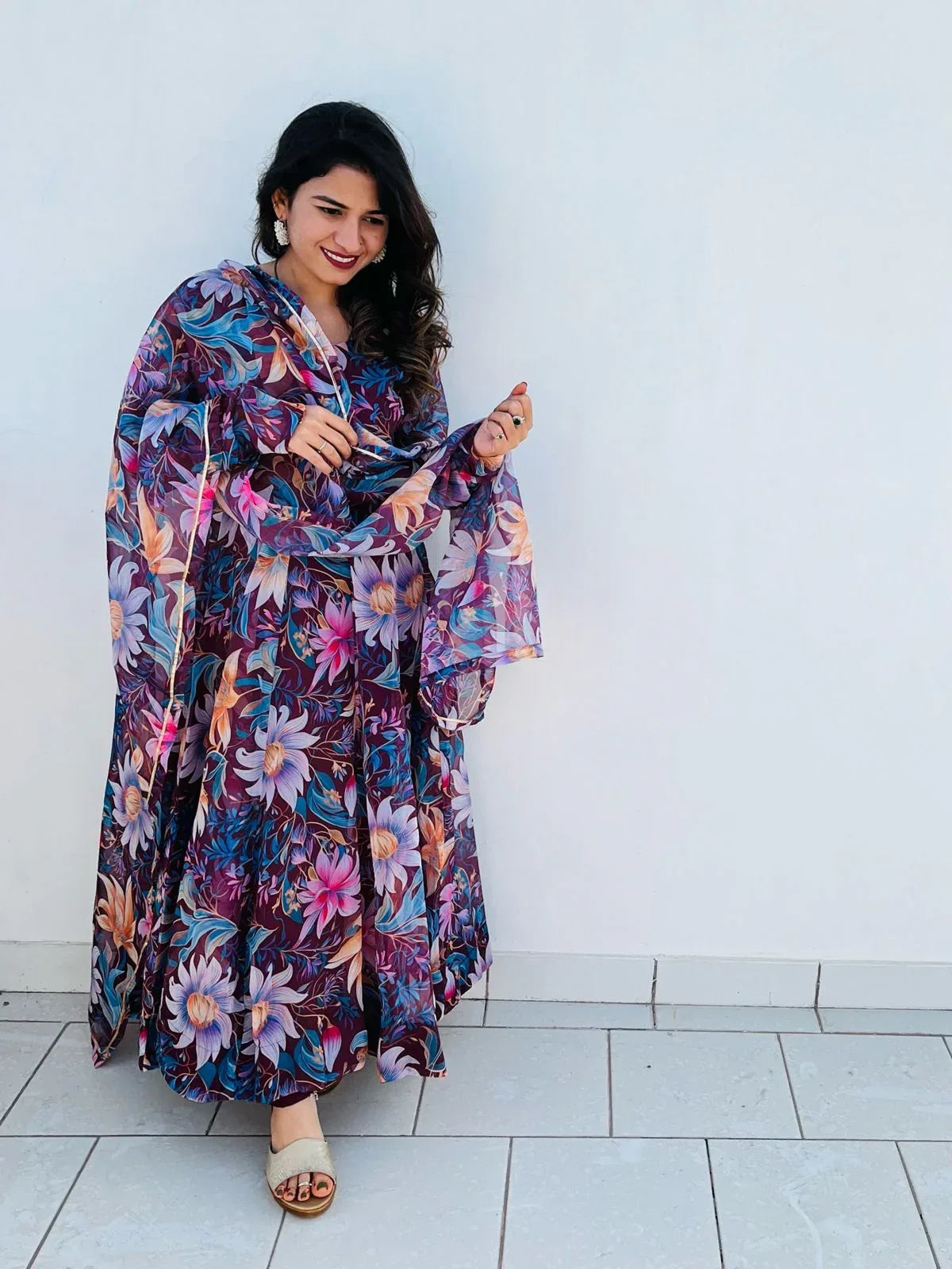 Party Wear Look Organza Taby Silk Gown
