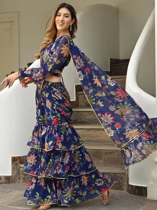 Beautiful Designer Ruffle Ready to Wear Saree saree