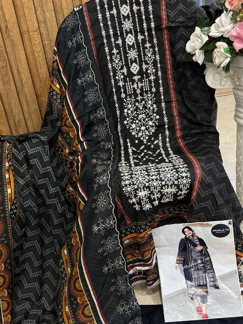 Beautiful Designer Mehboob Tex 1183 A Sahnaz Self Pakistani Suits