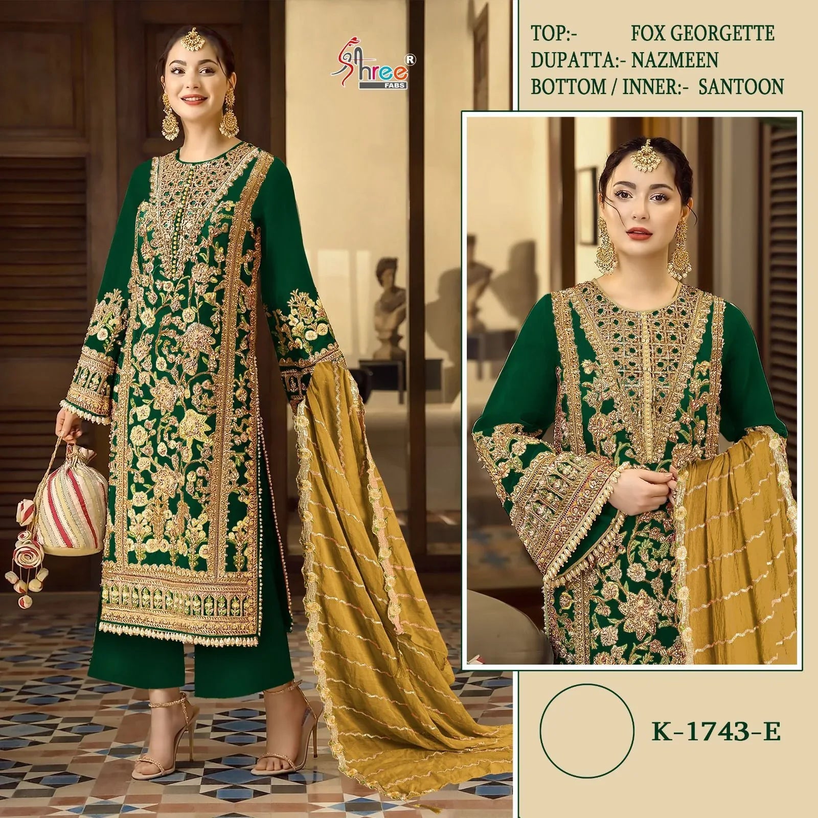 Beautiful Designer Shree Fabs K-1743 Colour Series By Shree Fabs Designer Partywear Pakistani Suit