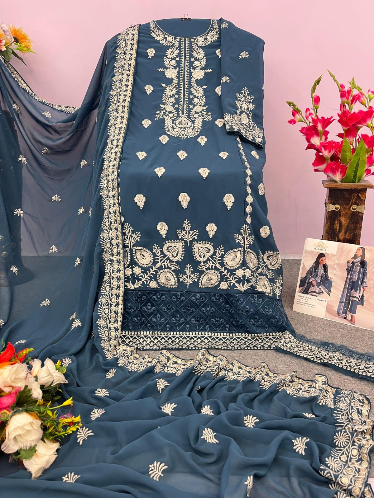 Beautiful Designer Maaria -A 1061 Trending Heavy Faux Georgette Pakistani Suit
