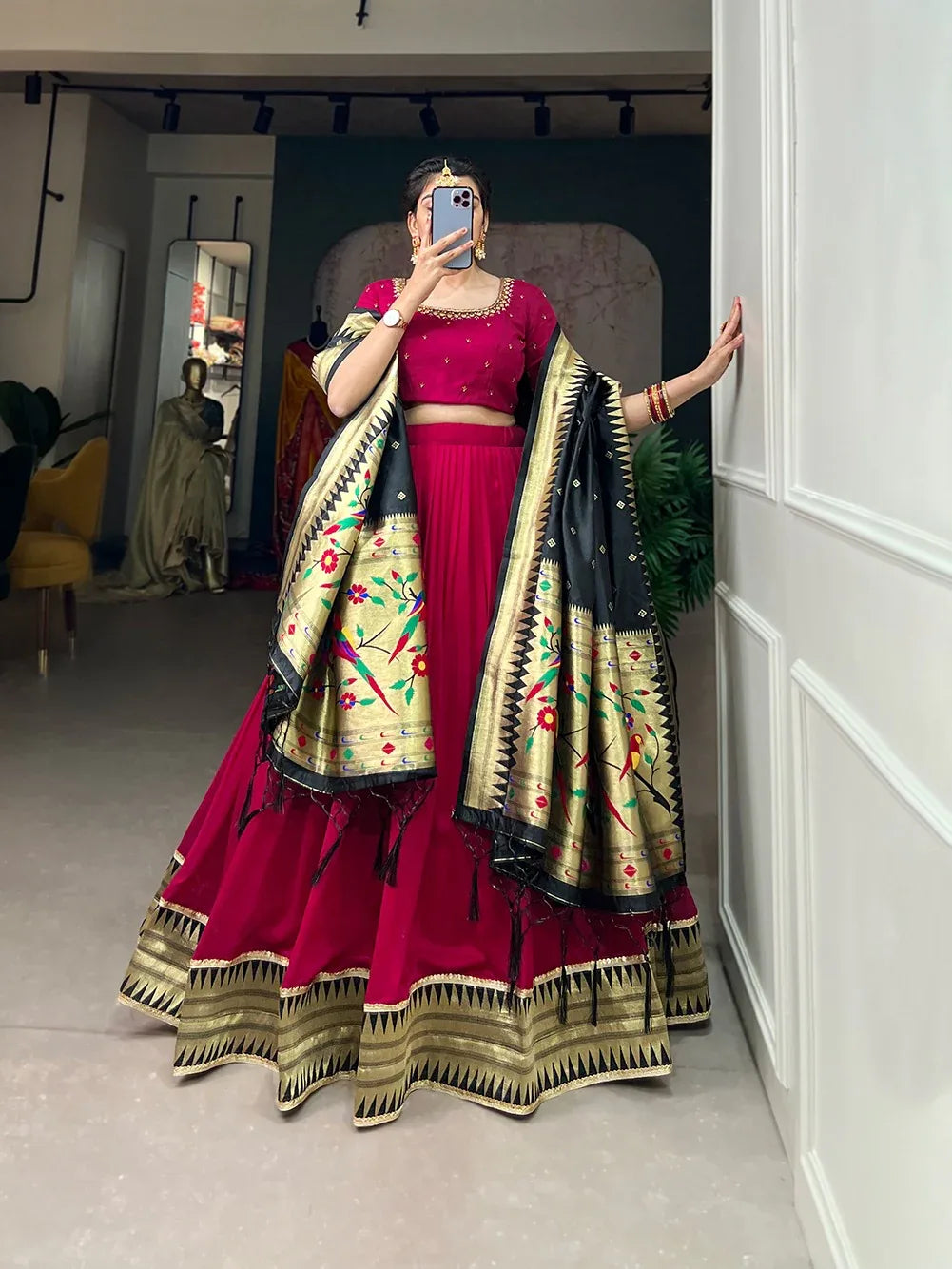 Beautiful Designer Vichitra Silk Lehenga Choli Design 2017