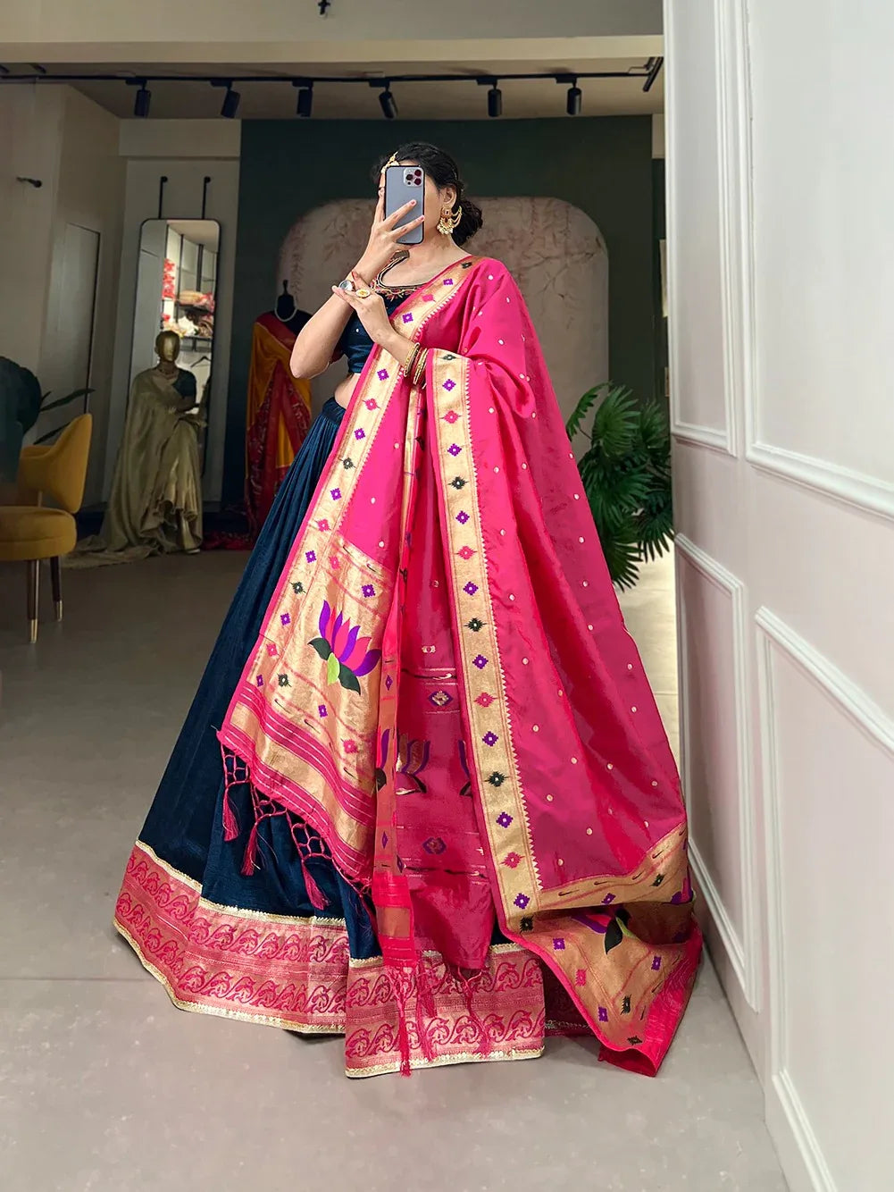 Beautiful Designer Vichitra Silk Lehenga Choli Design 2017