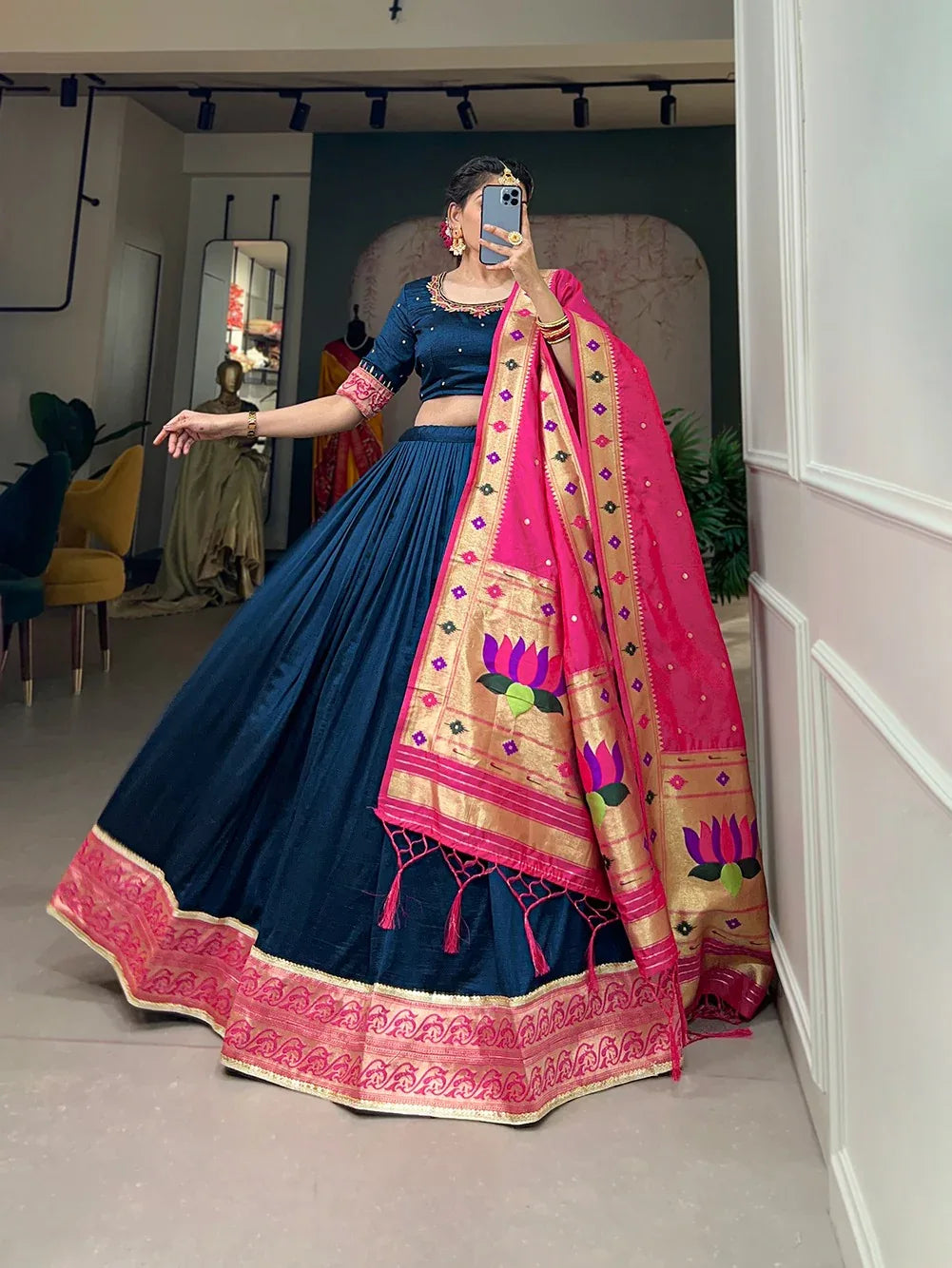Beautiful Designer Vichitra Silk Lehenga Choli Design 2017