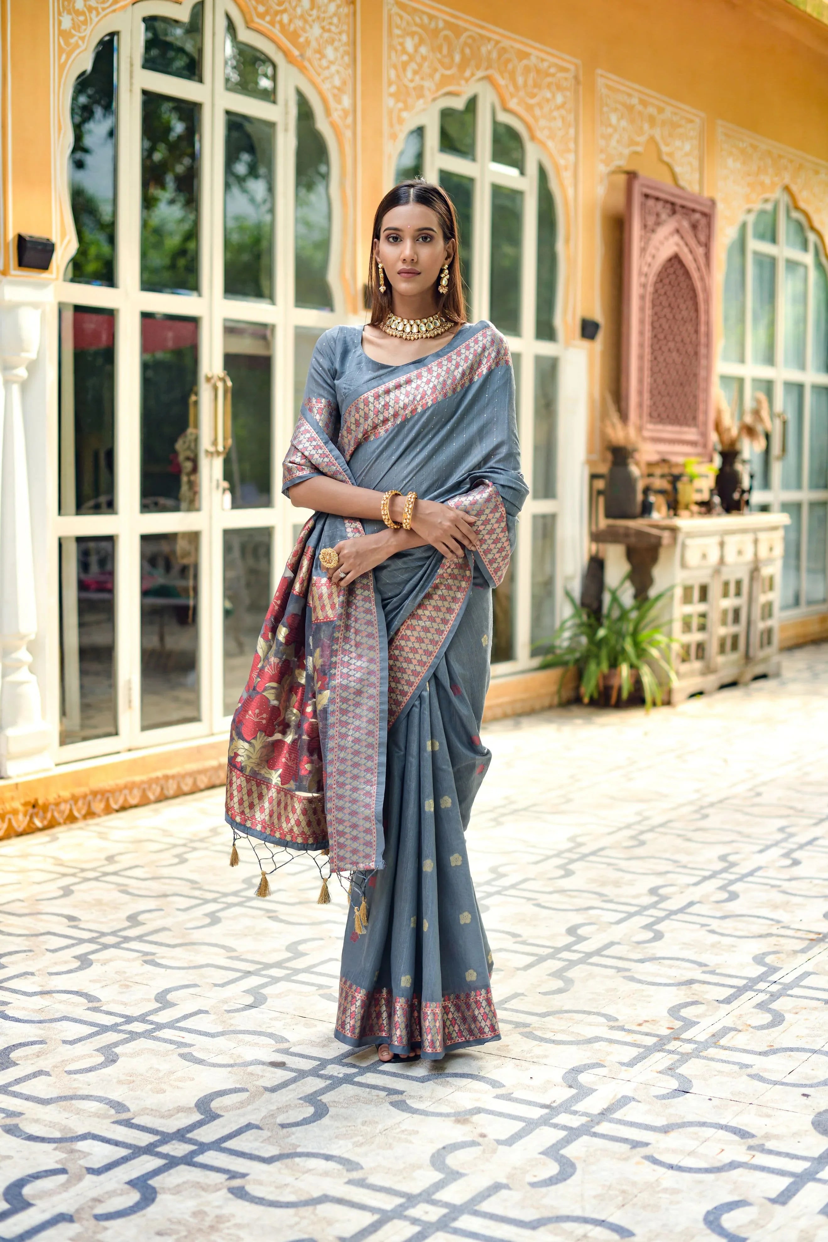 Beautiful Designer Premium Linen Silk Saree