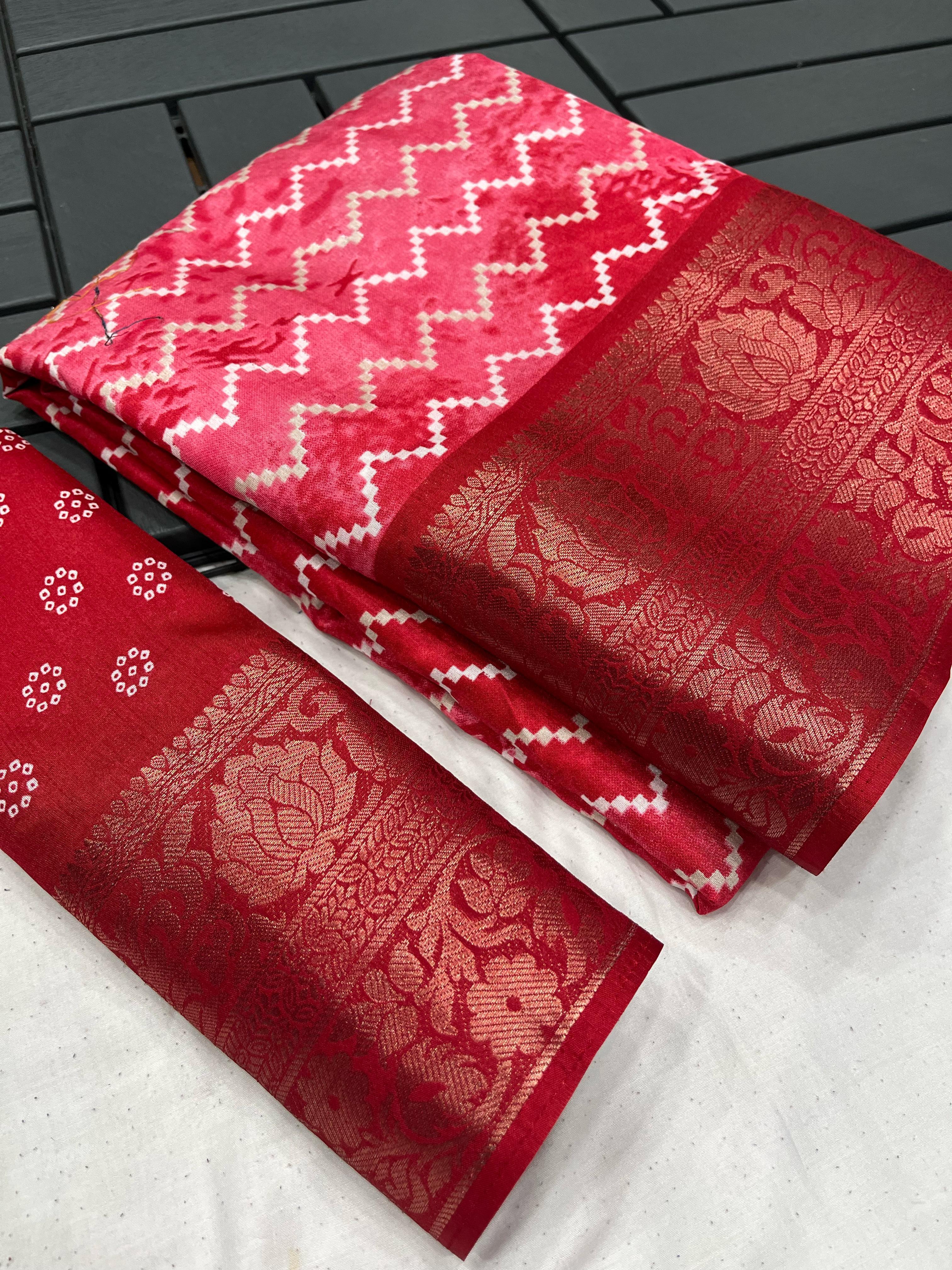 Beautiful Designer Pure Dola Silk Flower Print Saree