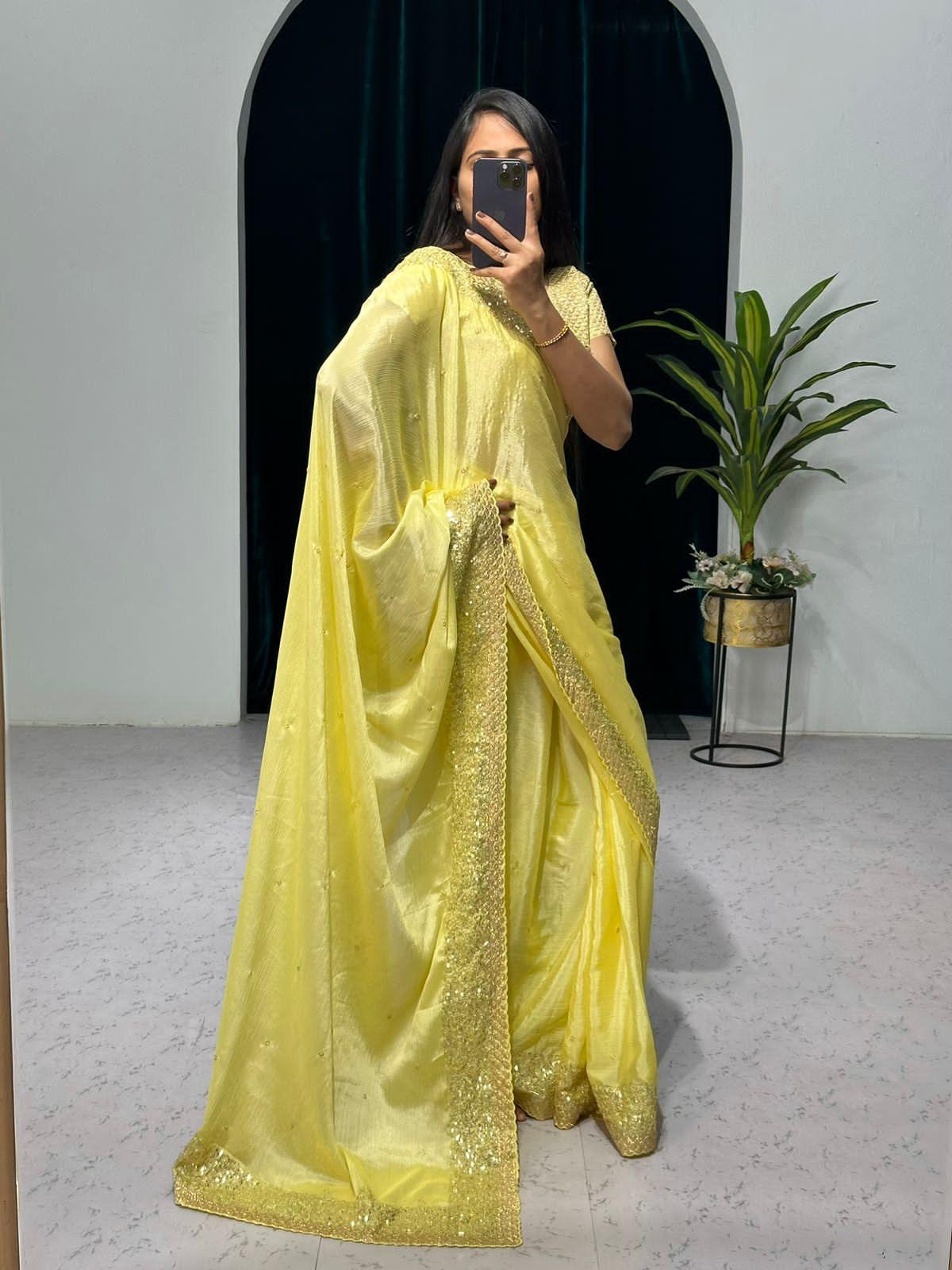 Beautiful Designer Chinon Sequence Saree