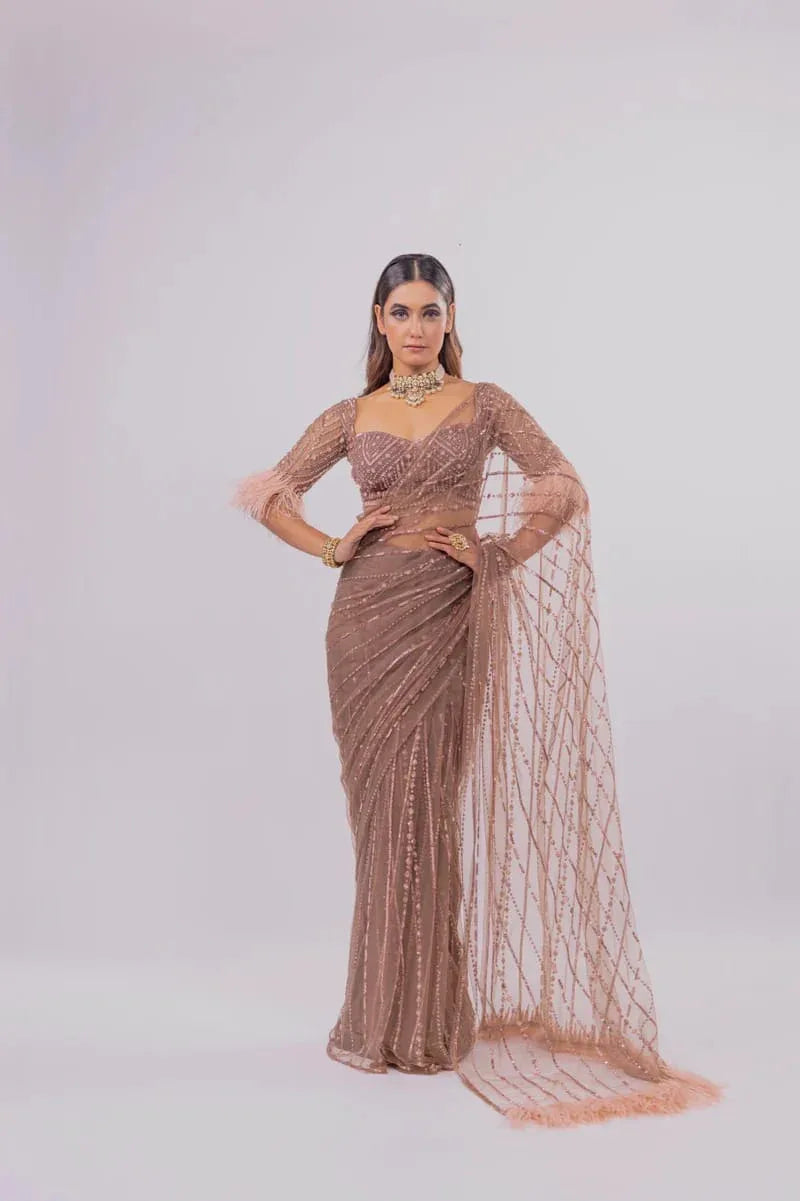 Beautiful Designer Heavy Mono Net Sequanc Saree