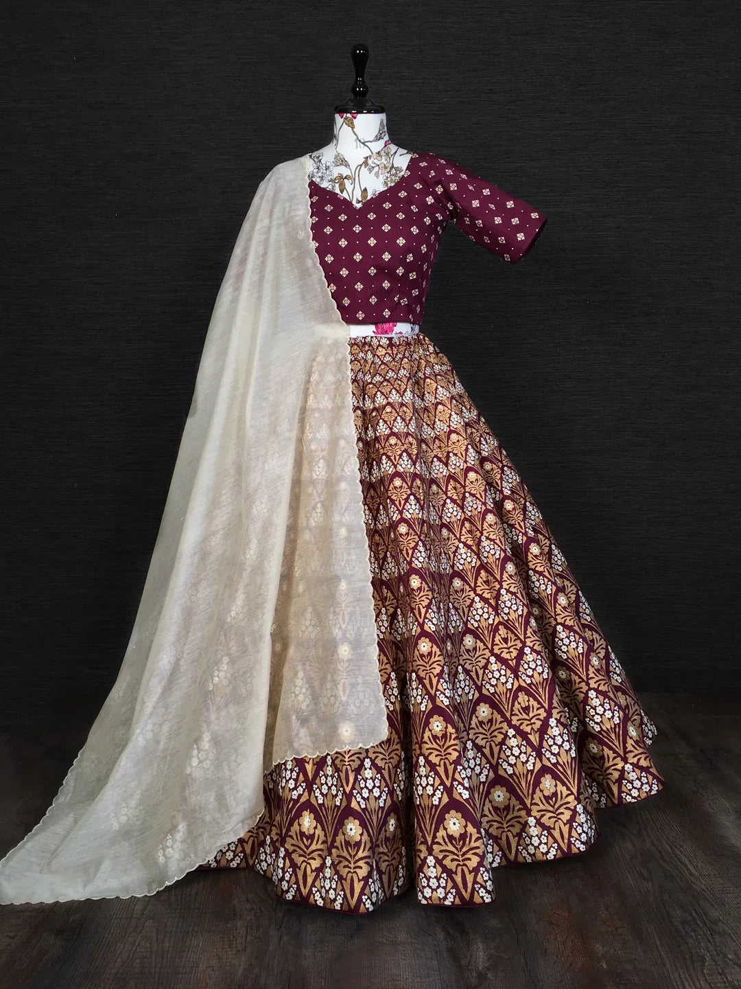 Beautiful Designer Pure Aada Slub Silk Lehenga Choli
