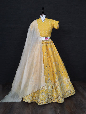 Beautiful Designer Pure Aada Slub Silk Lehenga Choli