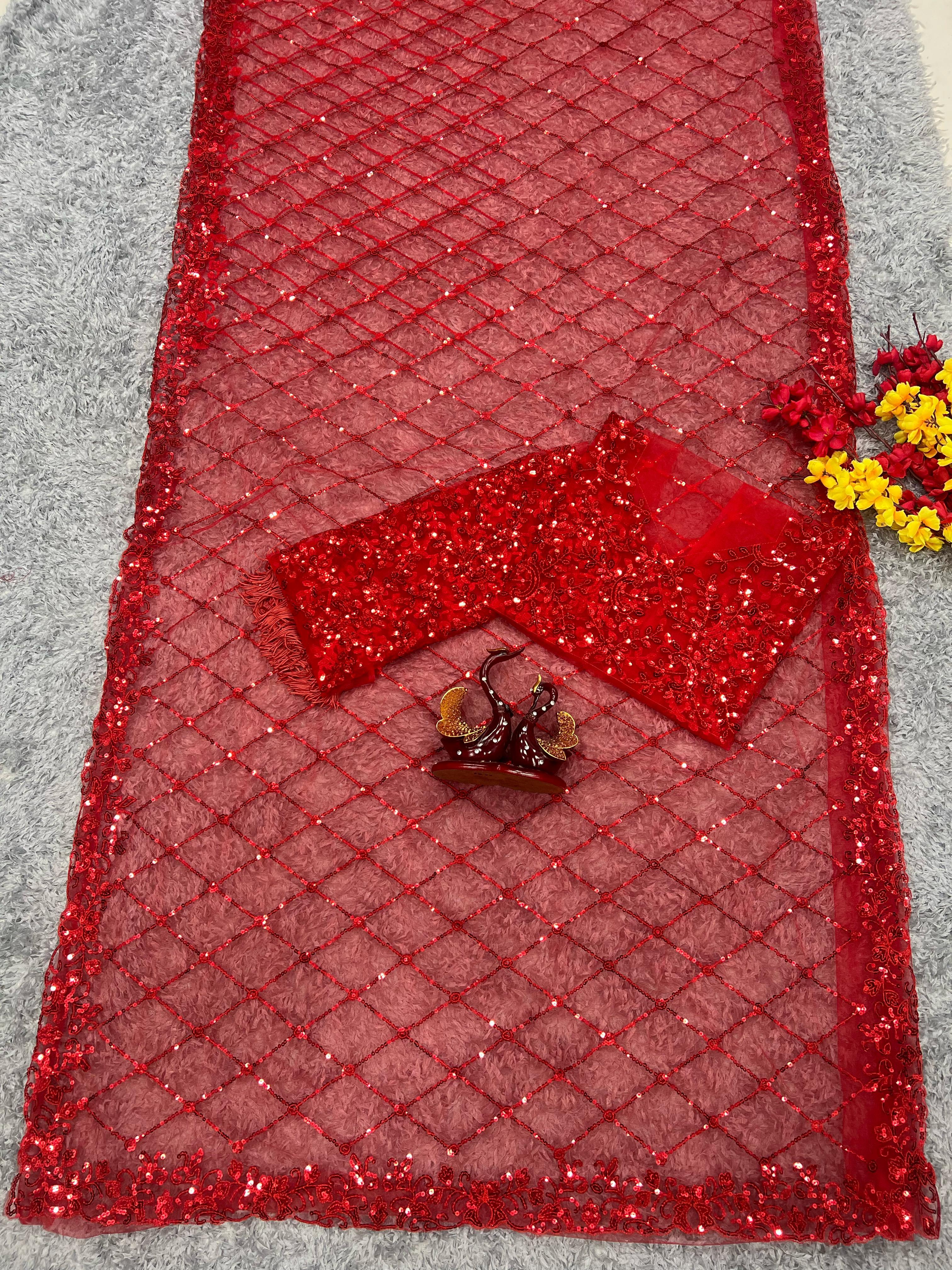 Beautiful Designer Soft Net Georgette Sequanc Saree Design 5295