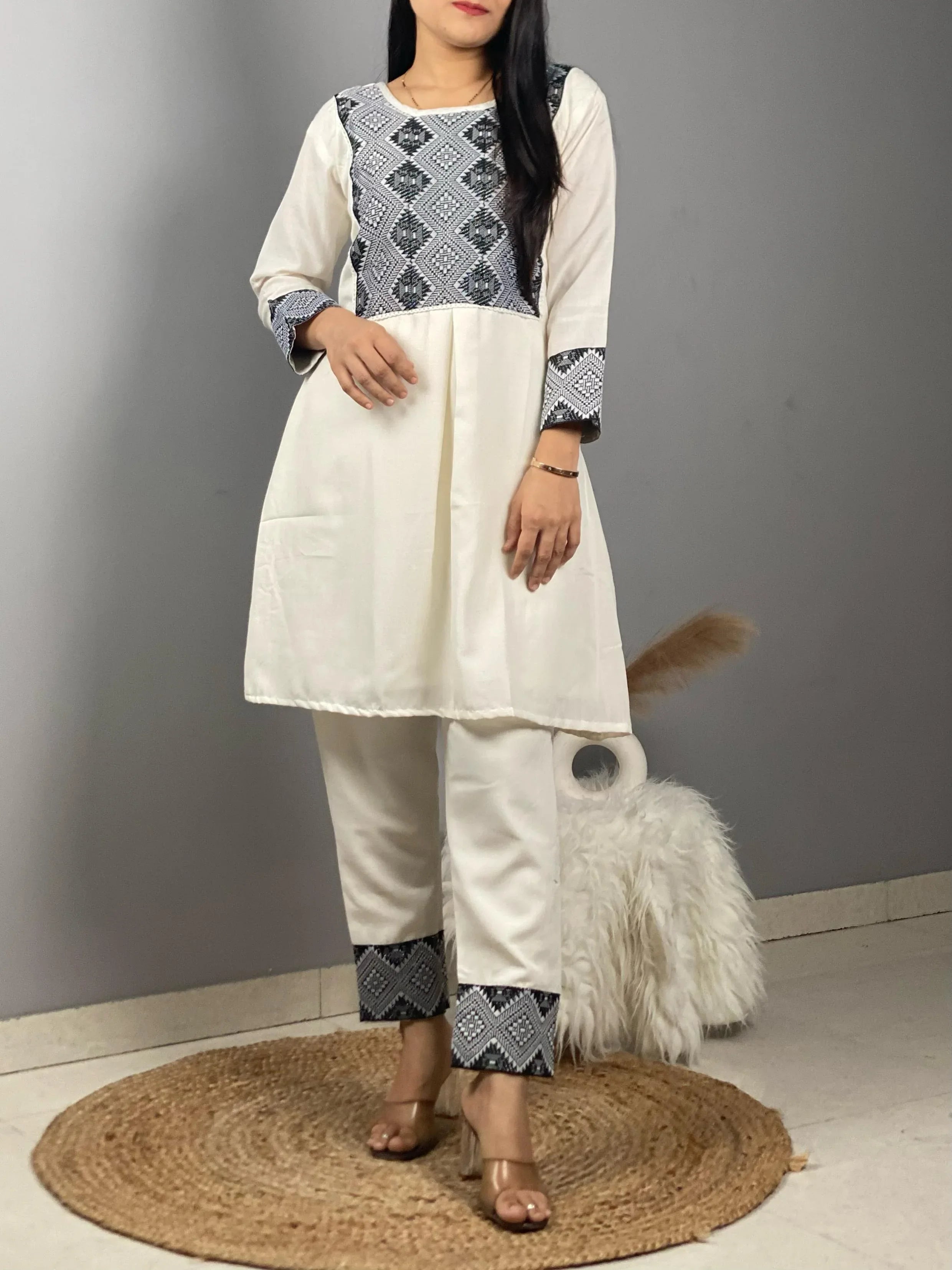 Beautiful Designer Pure Cotton Slub Cord Set