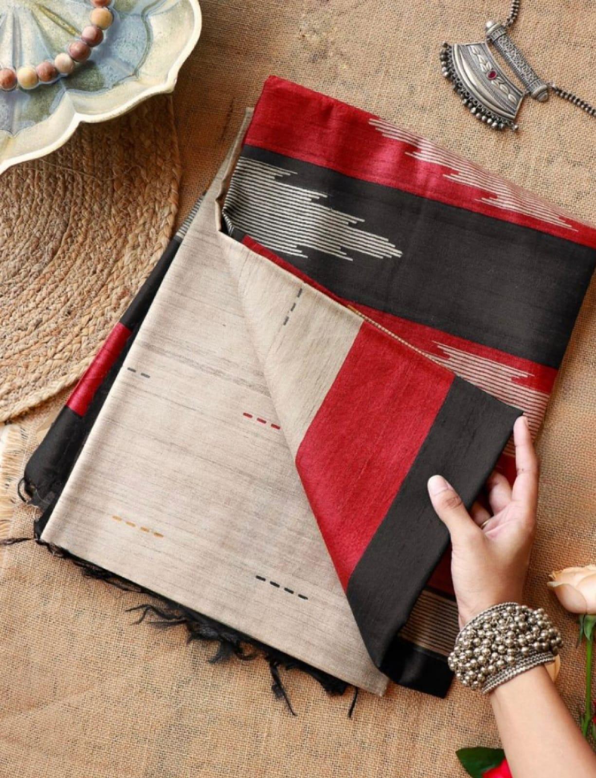 Beautiful Designer Soft Tussar Silk Saree