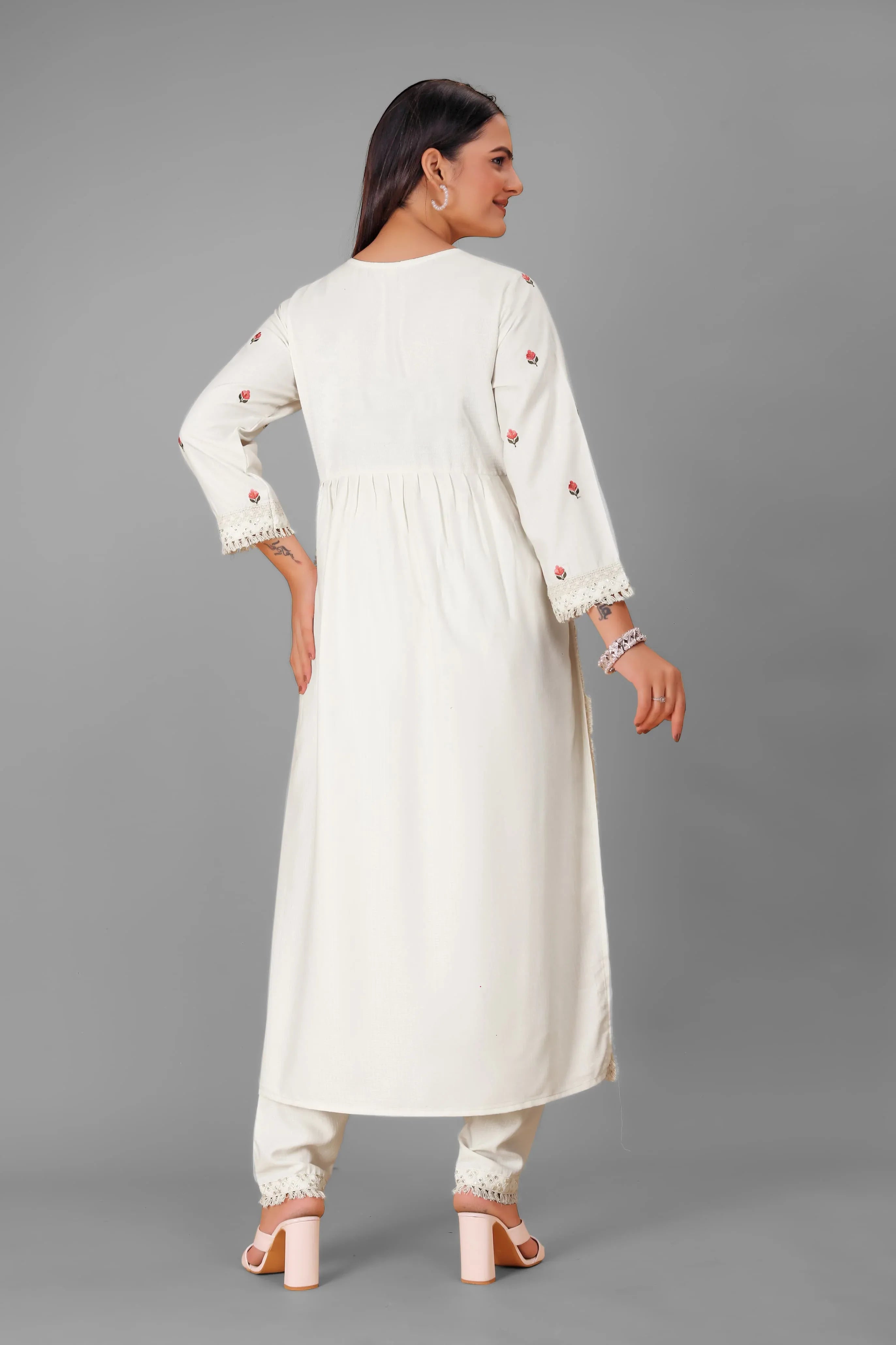Beautiful Designer Pure Cotton Full Stiched Kurti Pant with Dupatta