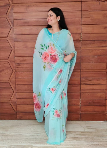 Beautiful Designer Soft Georgette Silk with Digital Print Saree