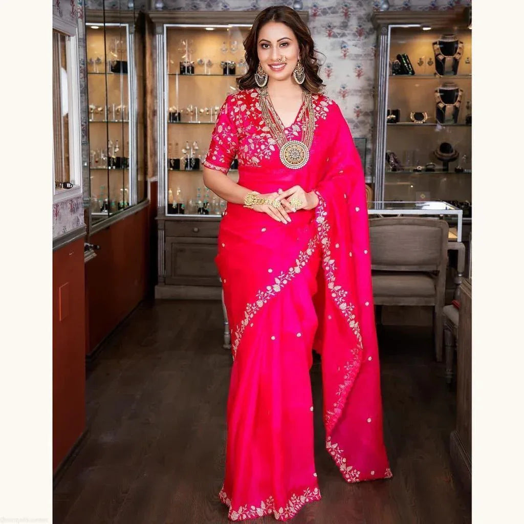 Beautiful Designer Heavy Georgette Exclusive Sequanc Saree