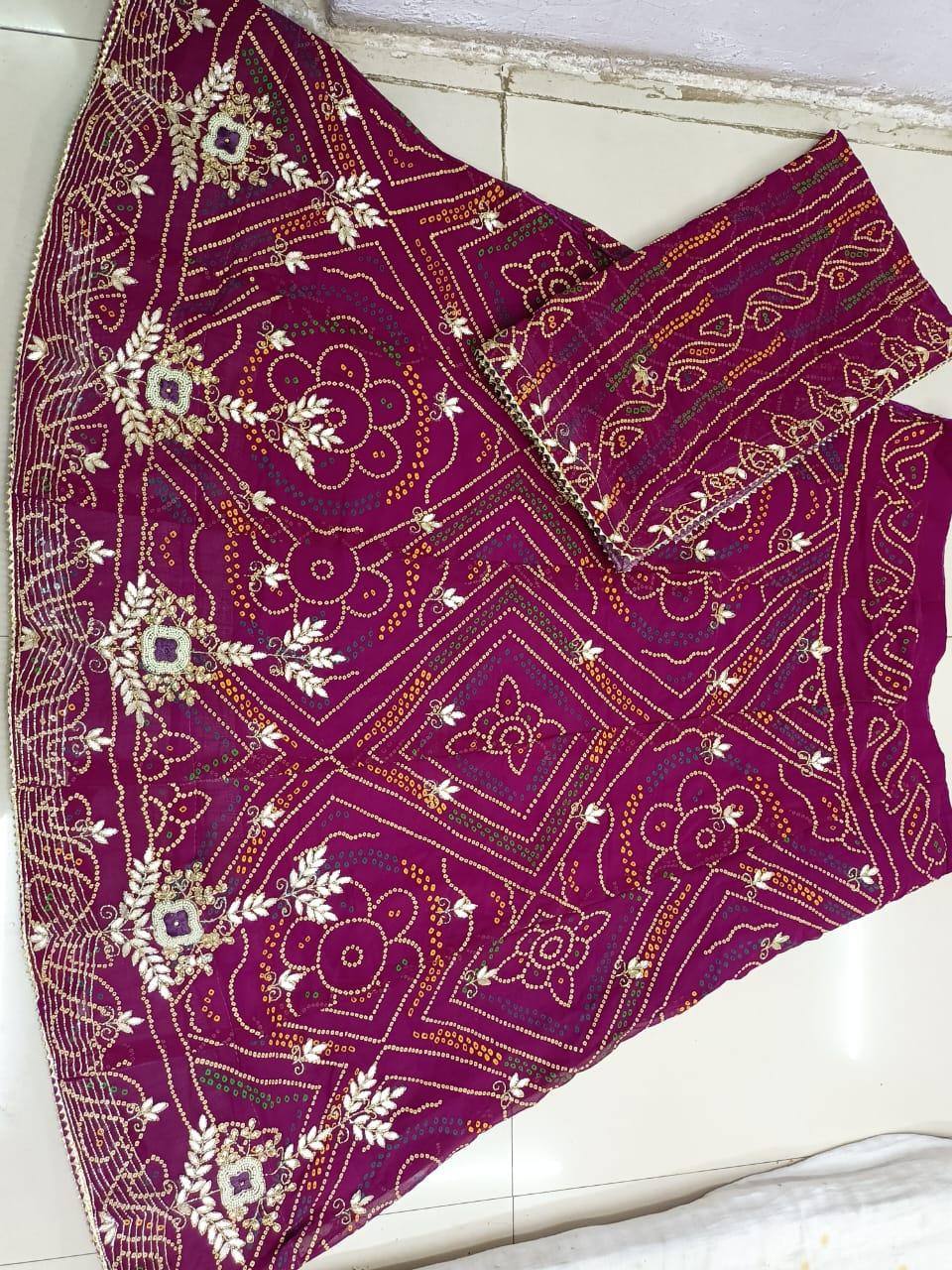 Beautiful Designer Rajasthani Pure Georgette Bandhej silk Lehenga Choli