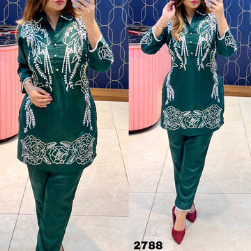 Beautiful Designer Cotton Rayon Kurti Co-ord Set