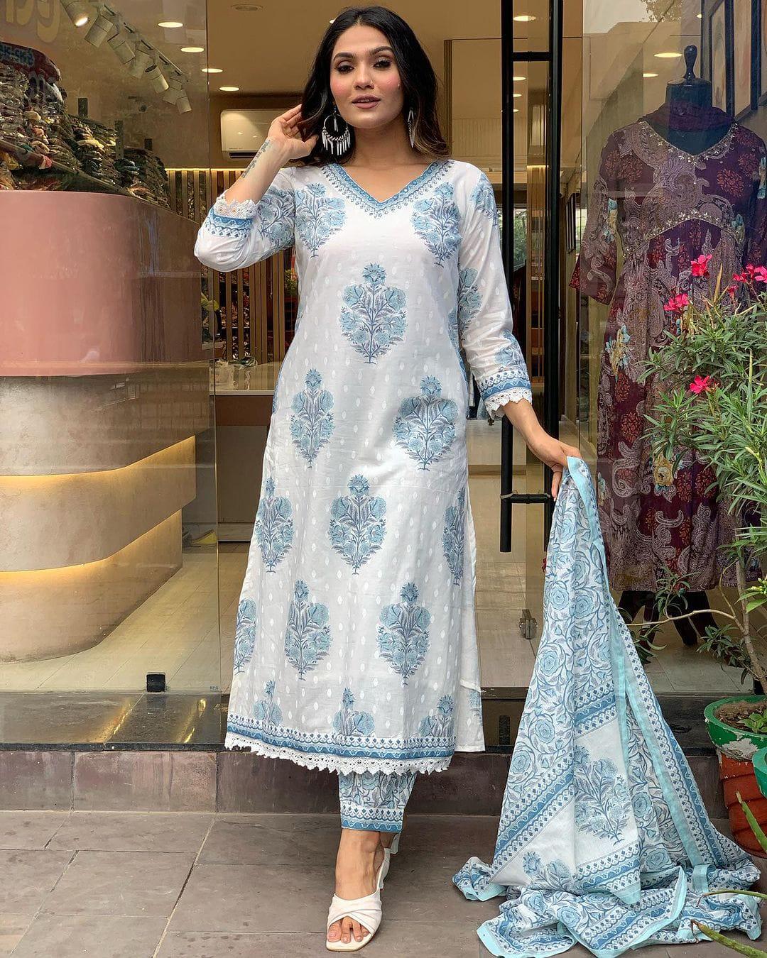 Beautiful Designer Premium Cotton Afghani Pocket Salwar Suit