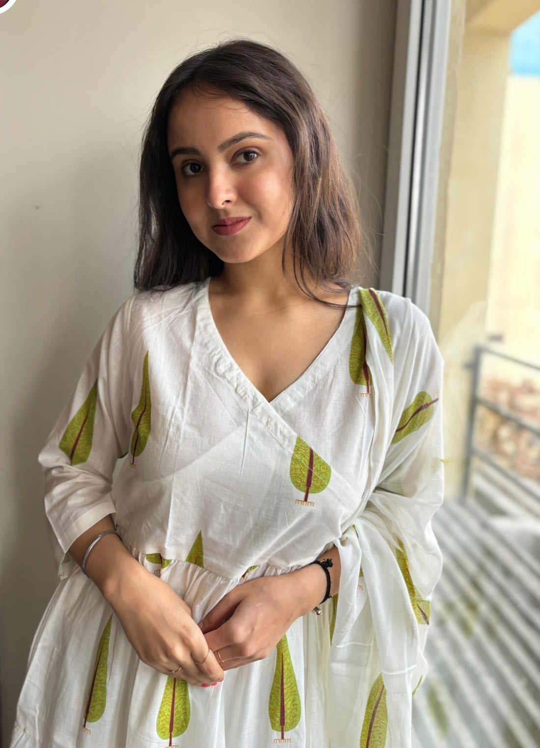 Beautiful Designer Hand Block Angrakha Style Jungle Green Printed Salwar Suit