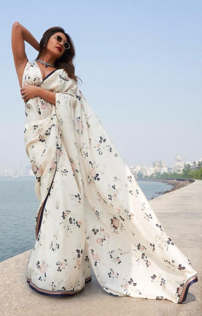 Beautiful Designer Party Wear Japan Satin Saree