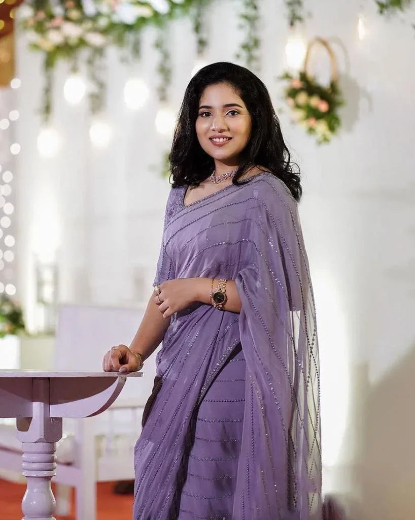 Beautiful Designer Soft Georgette Sequence Saree