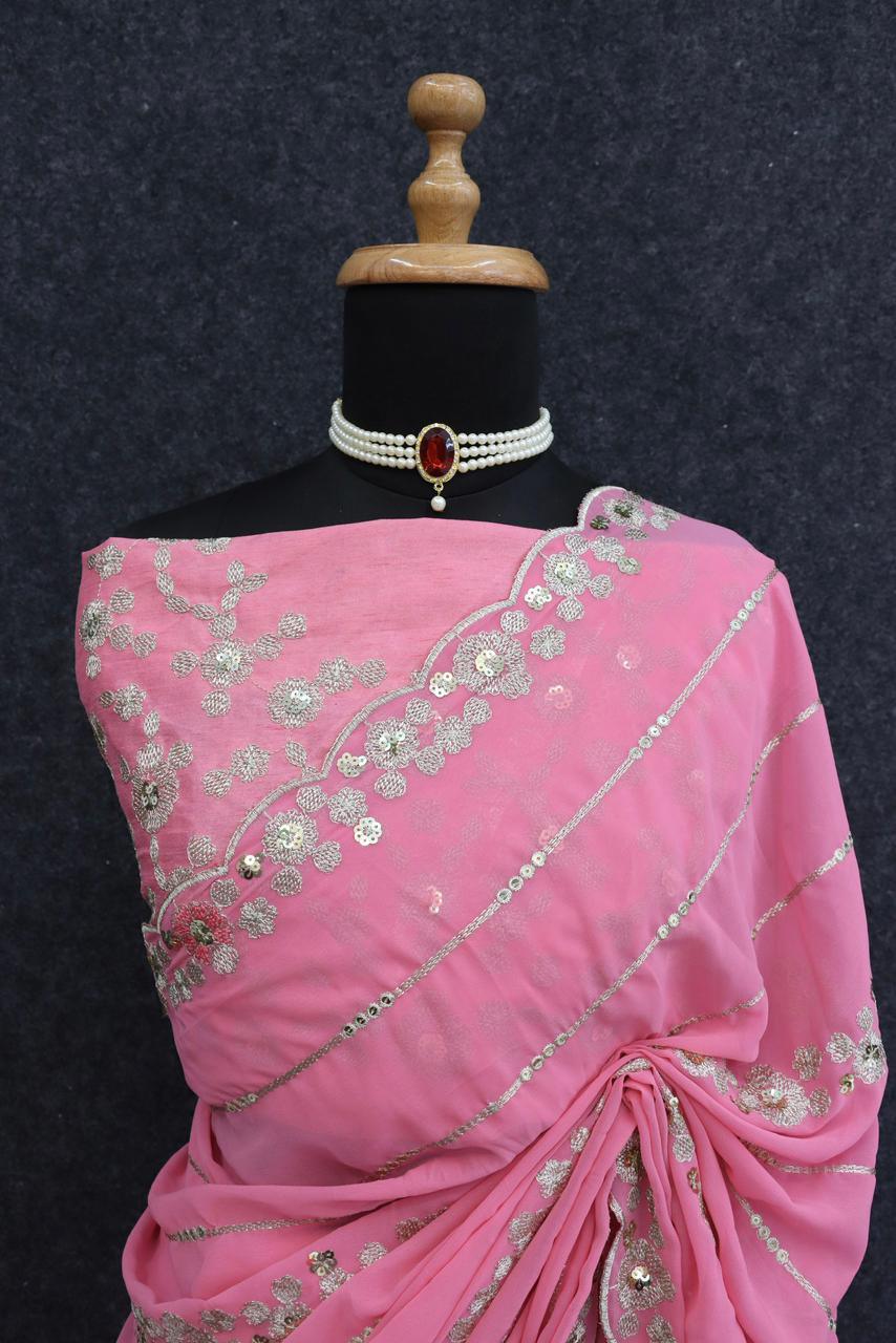 Beautiful Designer Soft Georgette Sequence Saree