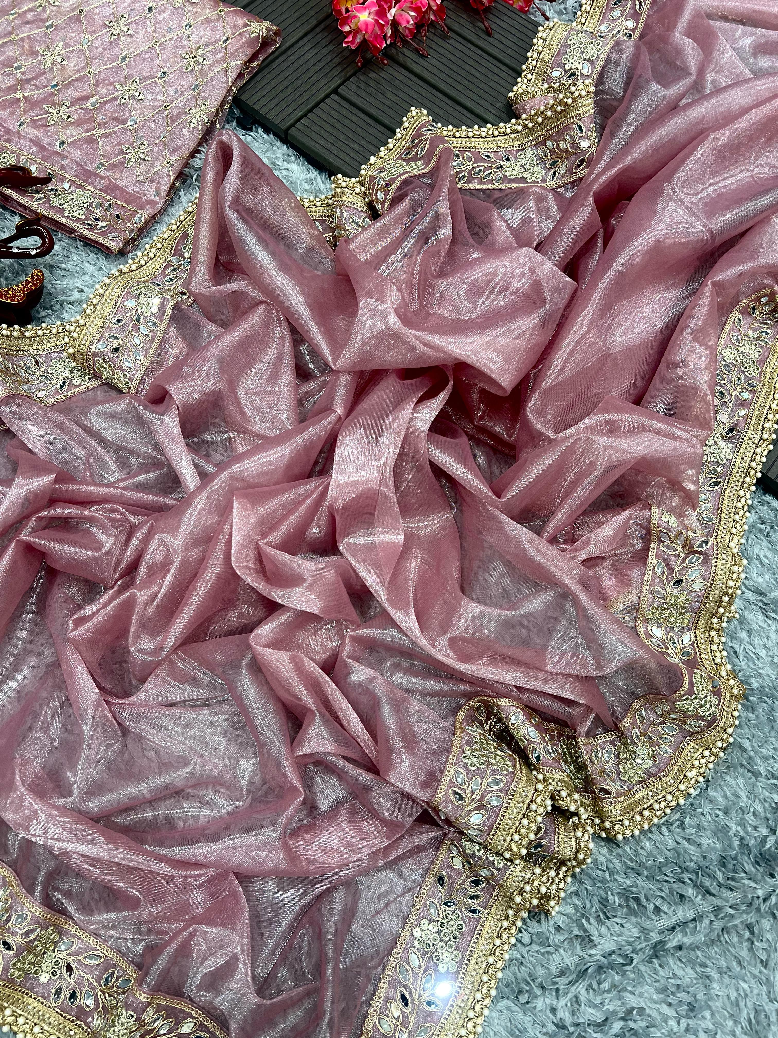 Beautiful Designer Soft Tissue Silk with Sequence Saree