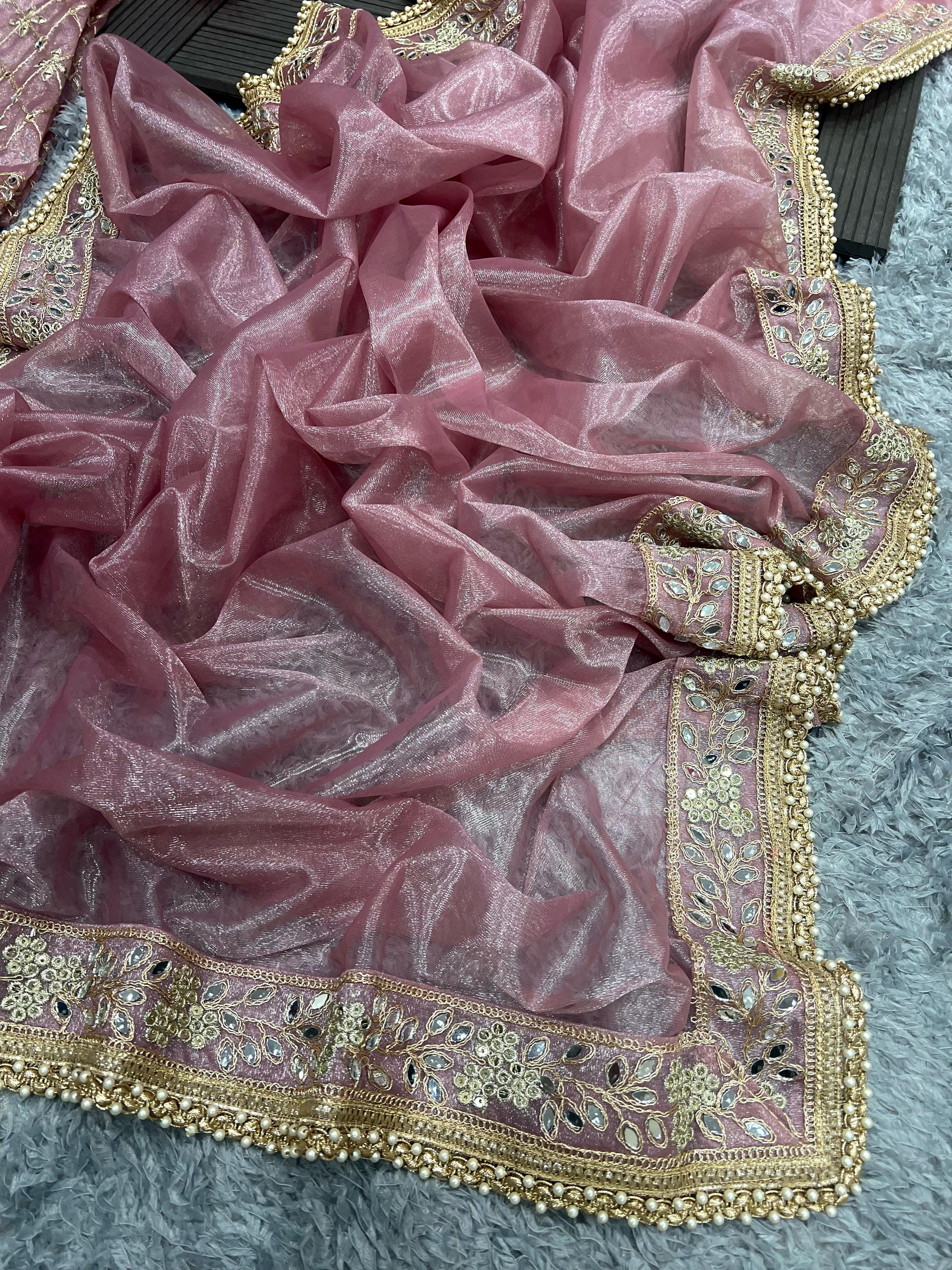 Beautiful Designer Soft Tissue Silk with Sequence Saree