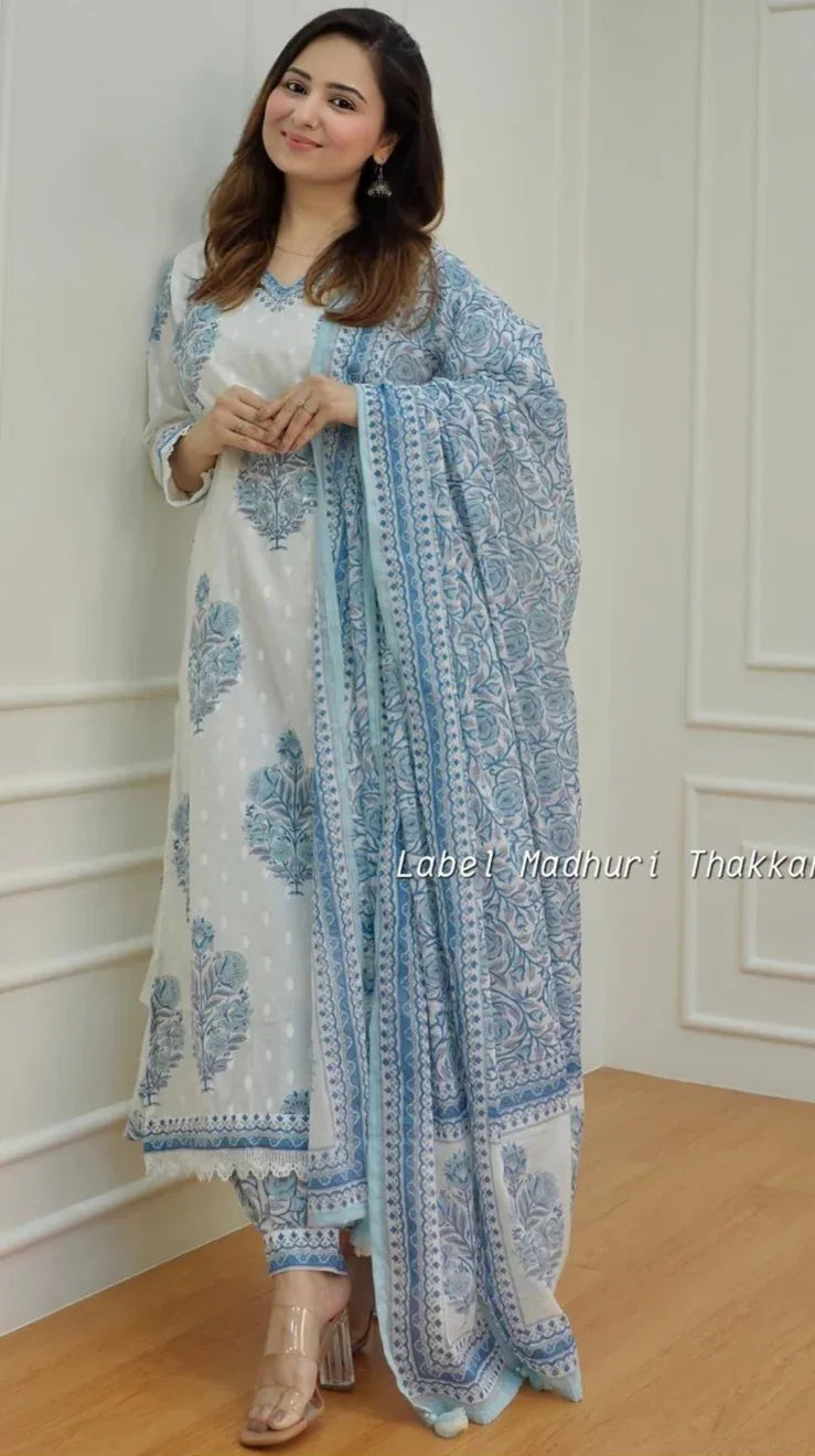 Beautiful Designer Premium Cotton Afghani Pocket Salwar Suit