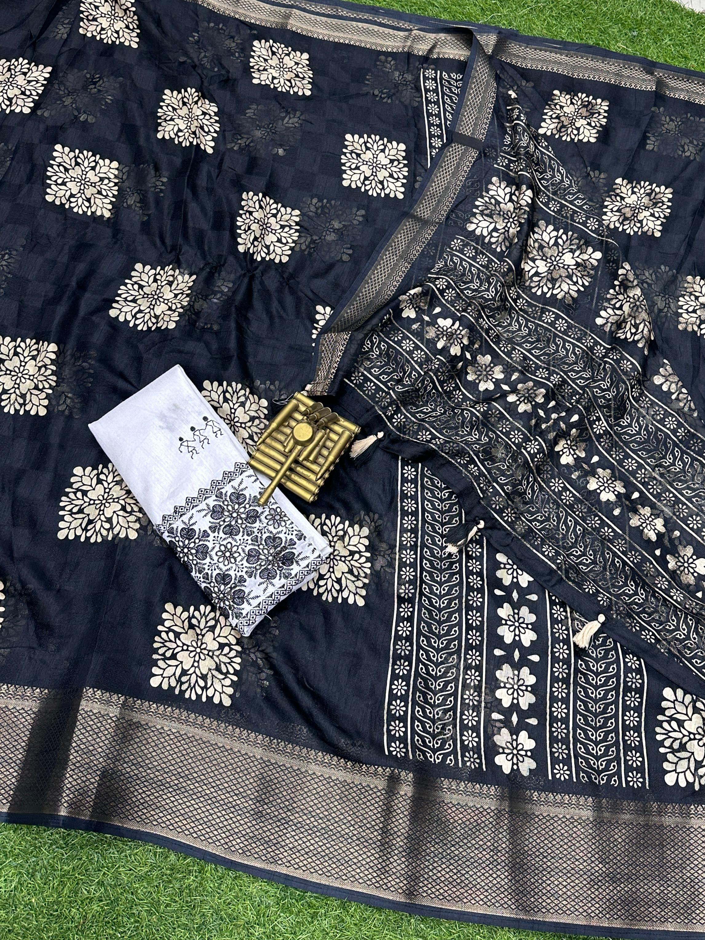 Beautiful Designer Summer Cotton Neps Ajrakh Printed Saree