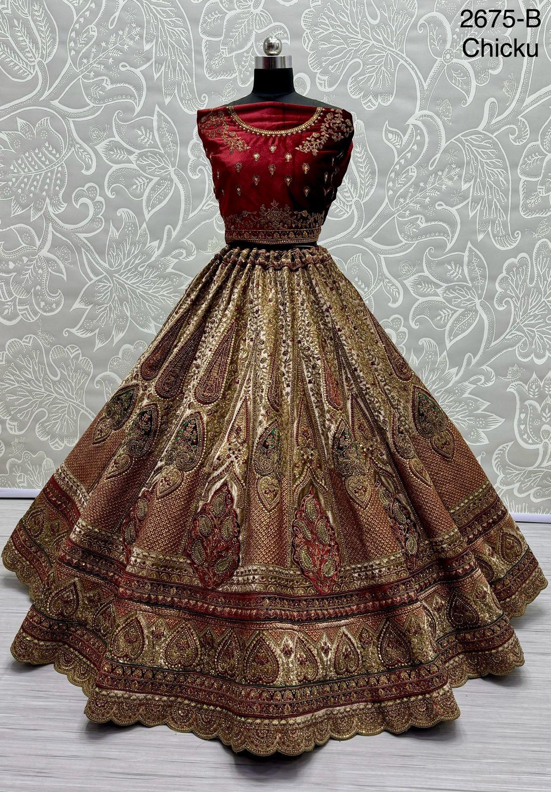 Beautiful Designer Bridal Heavy Velvet Lehenga Choli