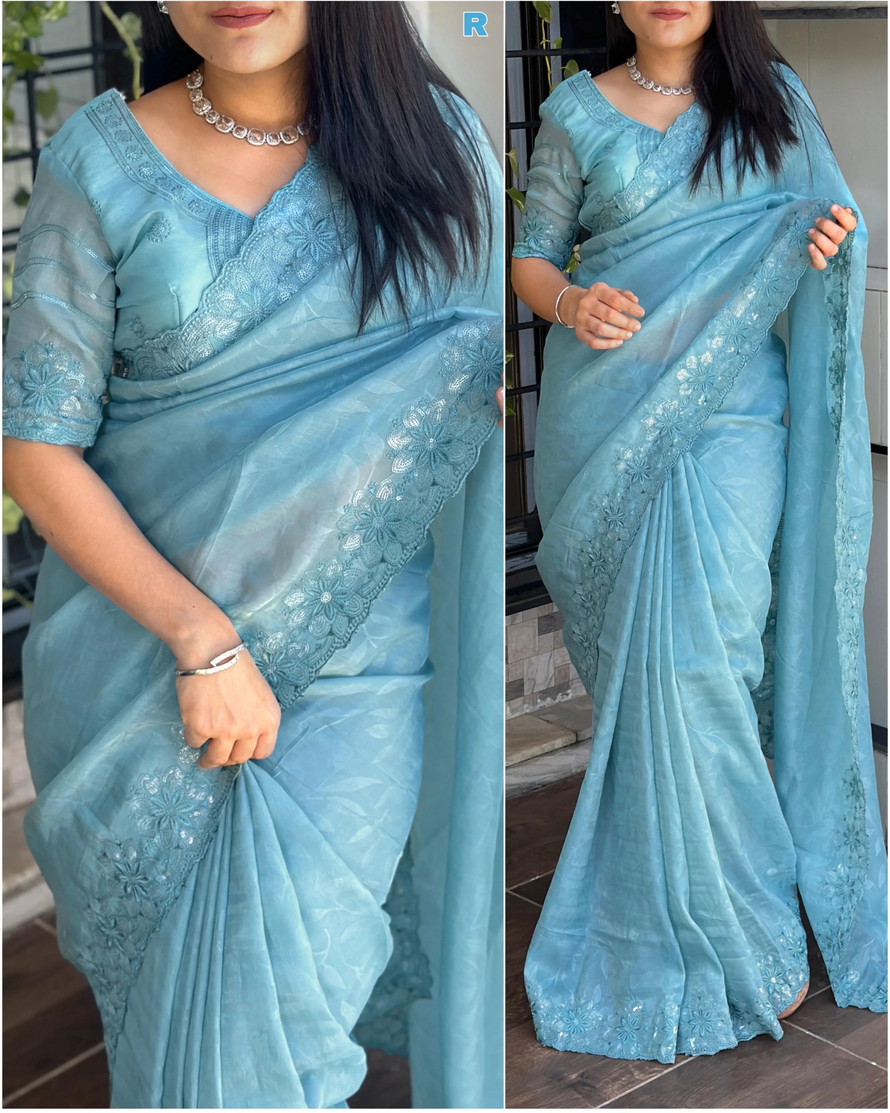 Beautiful Designer Party Wear Kangana Pure Rangeen Silk Saree