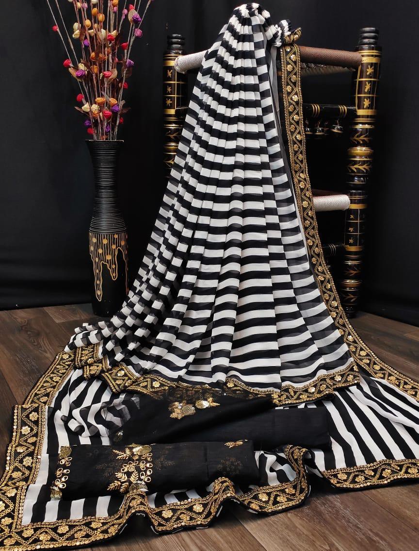 Beautiful Designer Soft Weightless Georgette Saree