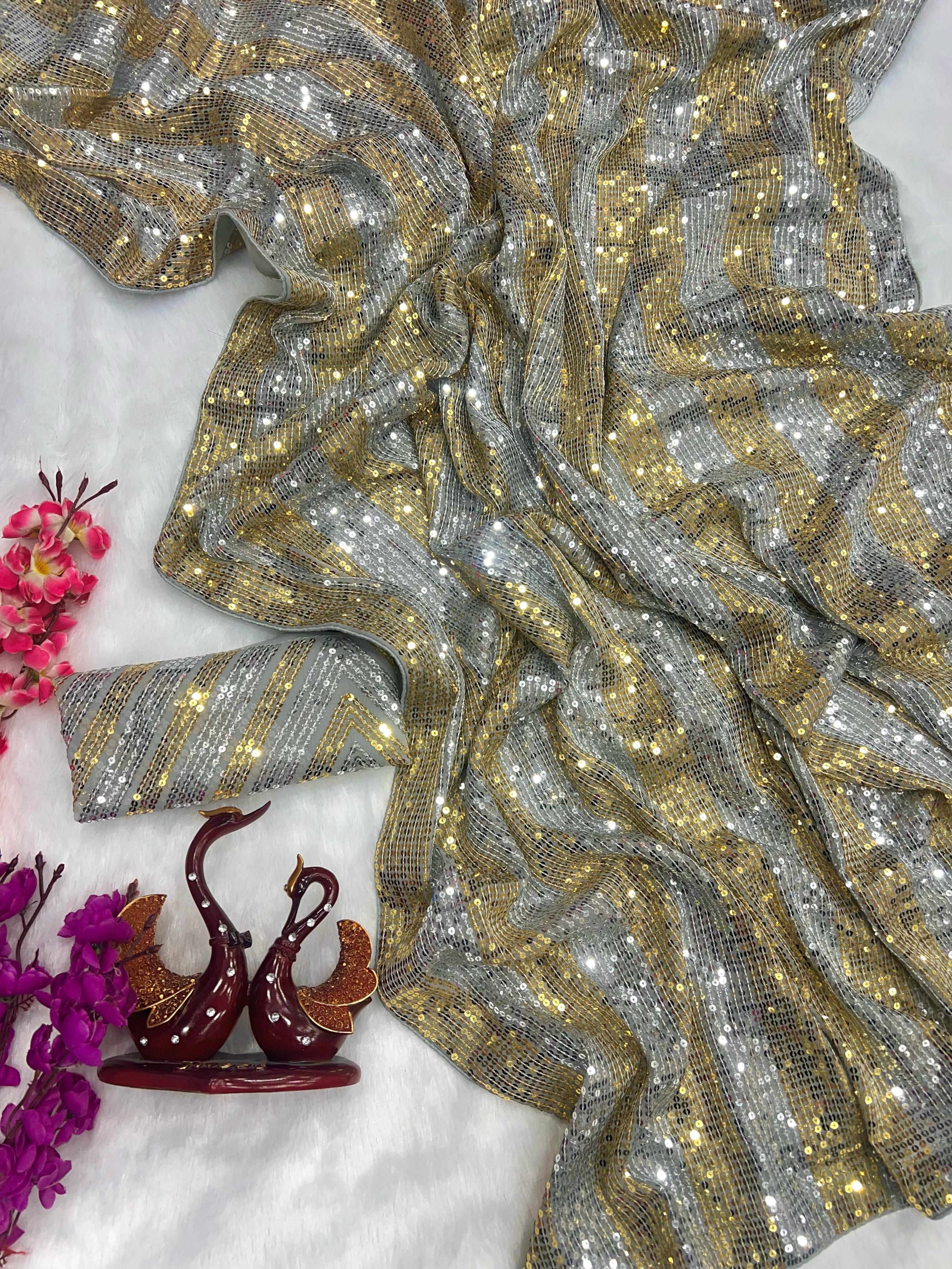 Beautiful Designer Heavy Georgette With Sequence Saree
