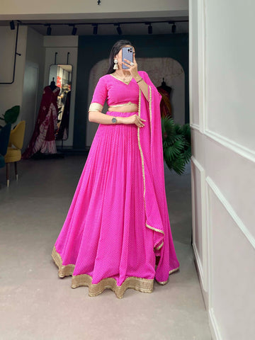 Beautiful Designer Bandhani Georgette Lehenga Choli