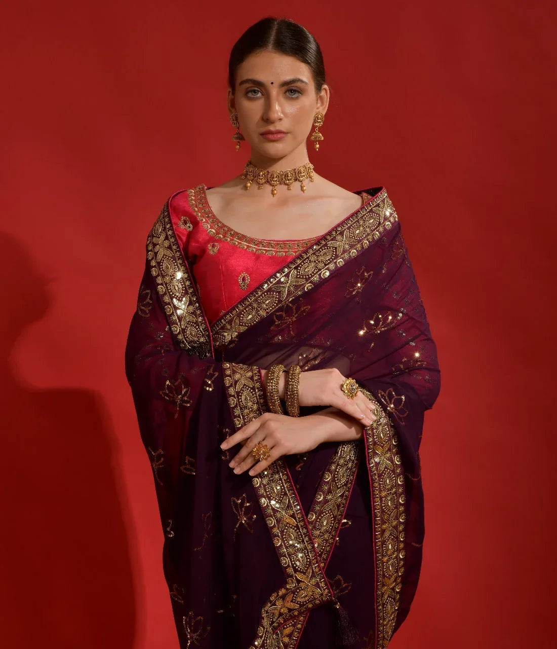 Beautiful Designer Heavy Georgette With Sequence Saree