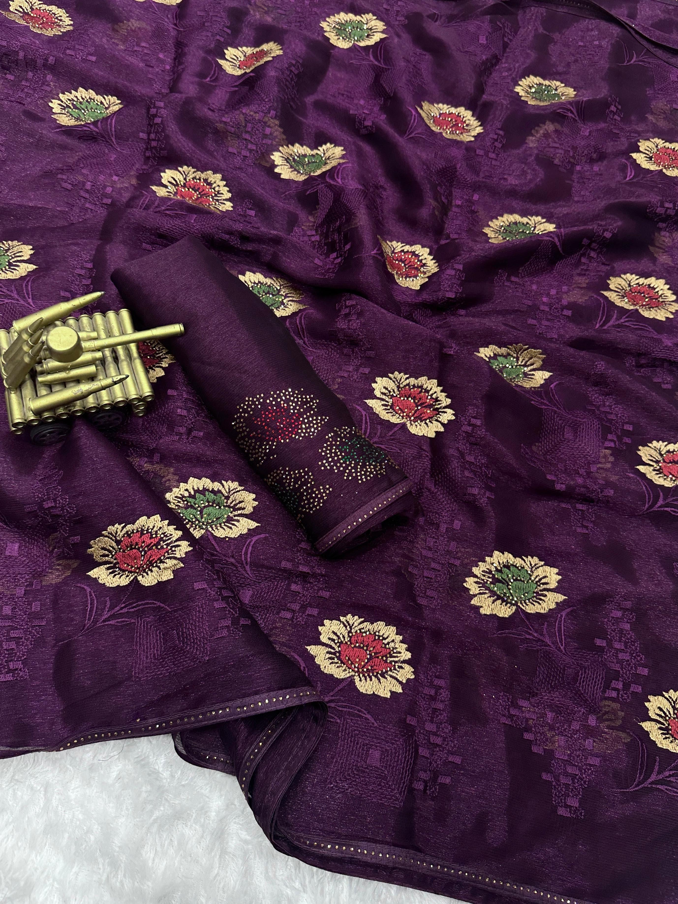 Beautiful Designer Party Wear Sitara Chiffon Saree