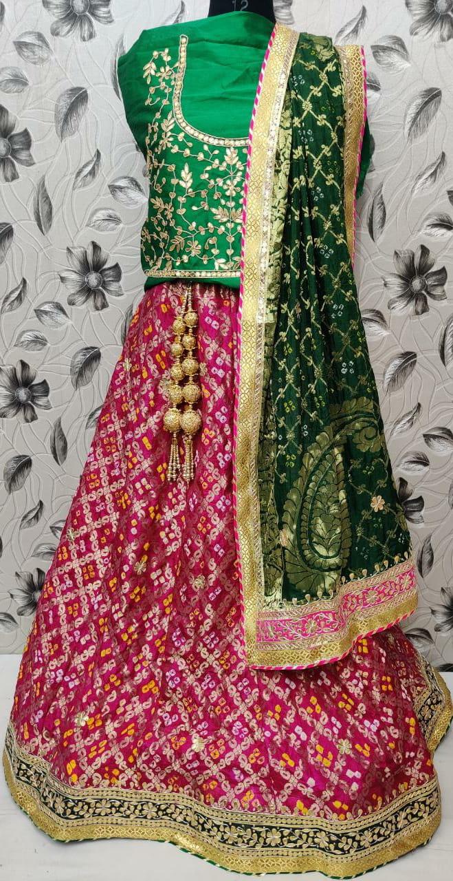 Beautiful Designer Rajasthani Bandhej Gahdchola Lehenga Choli